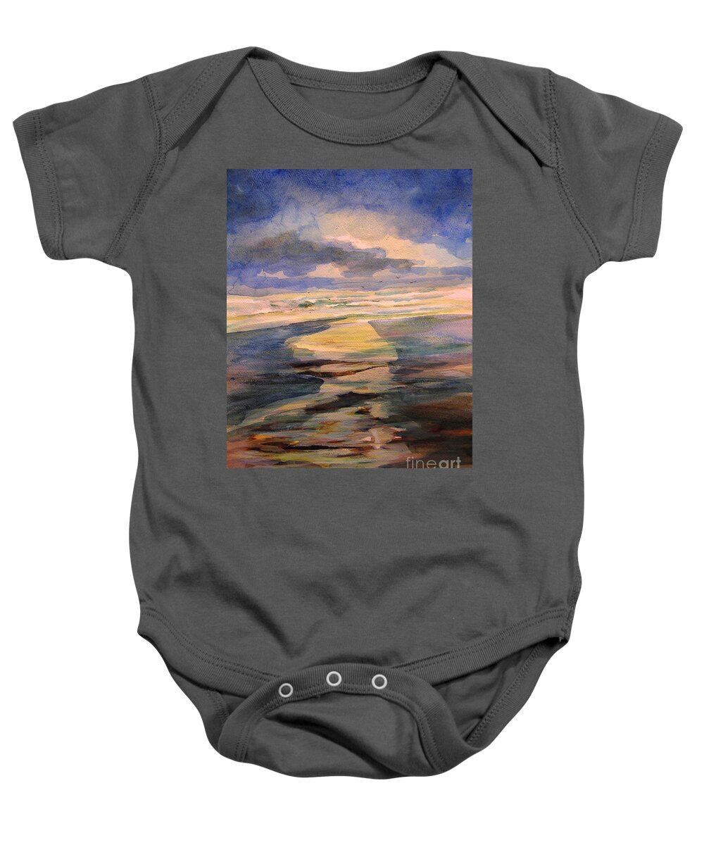 Art Baby Onesie featuring the painting Shoreline sunrise 11-9-14 by Julianne Felton