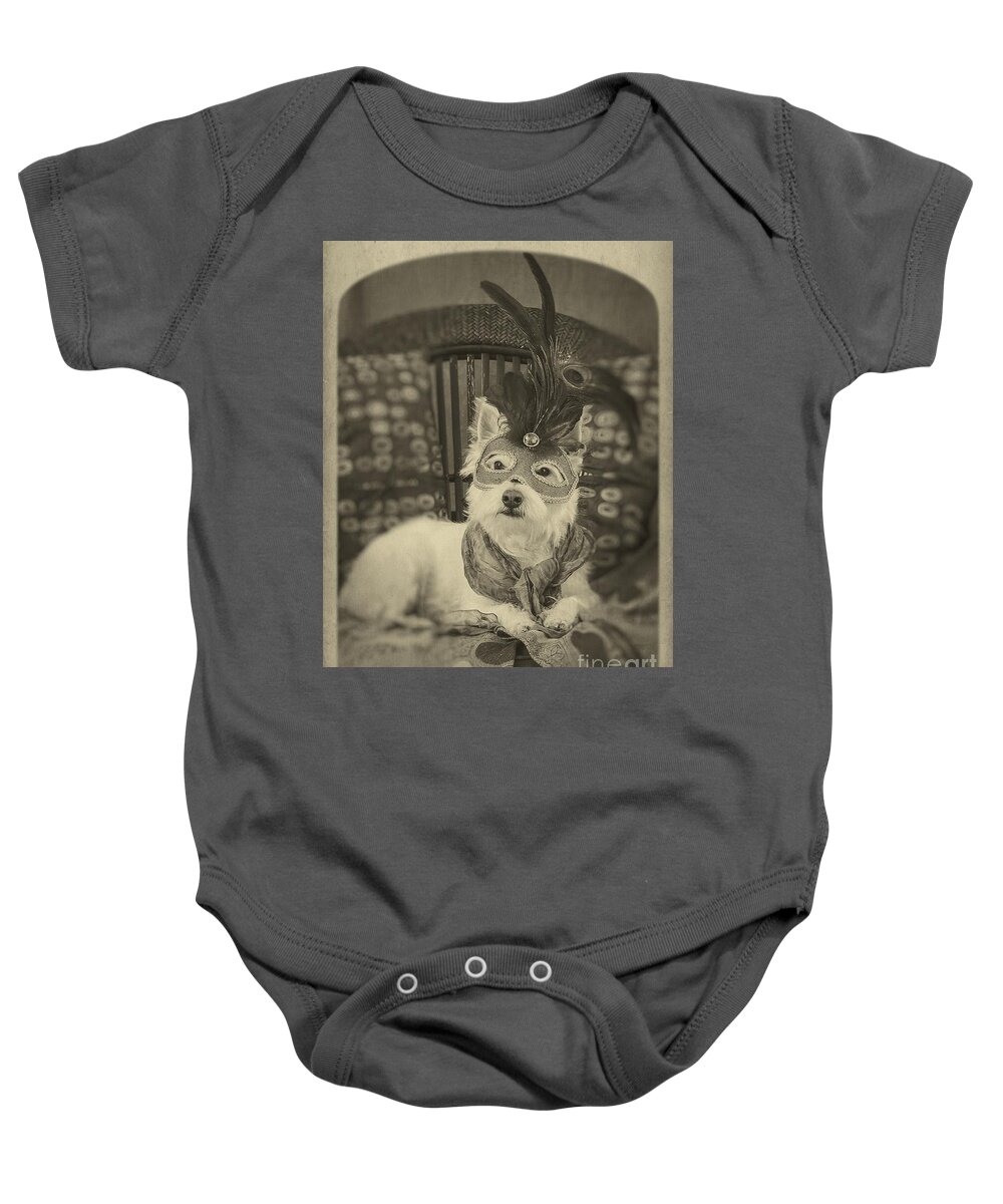 Canine Baby Onesie featuring the photograph Silent Film Star by Edward Fielding