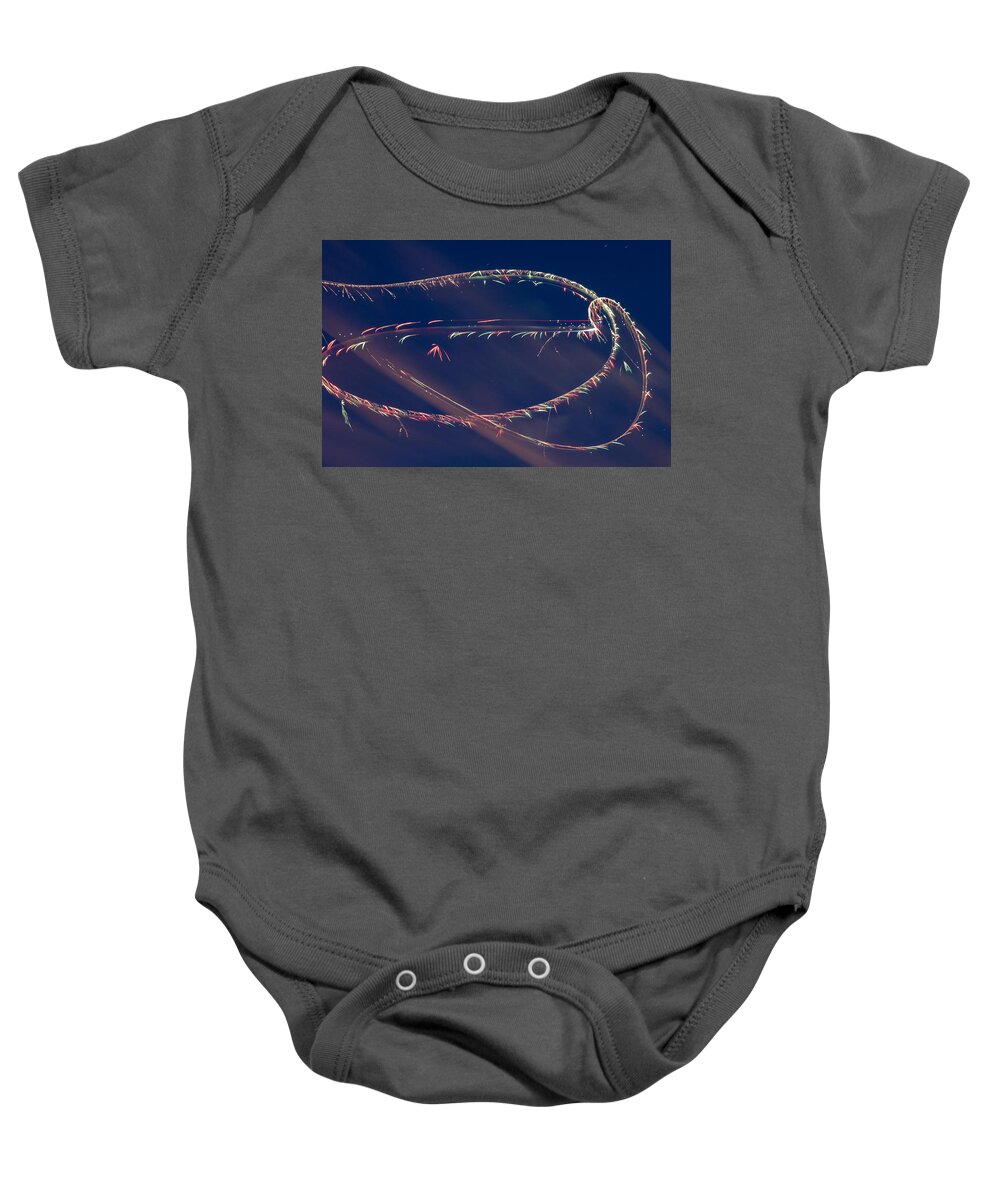 Bill Pevlor Baby Onesie featuring the photograph Sky Light Trails by Bill Pevlor