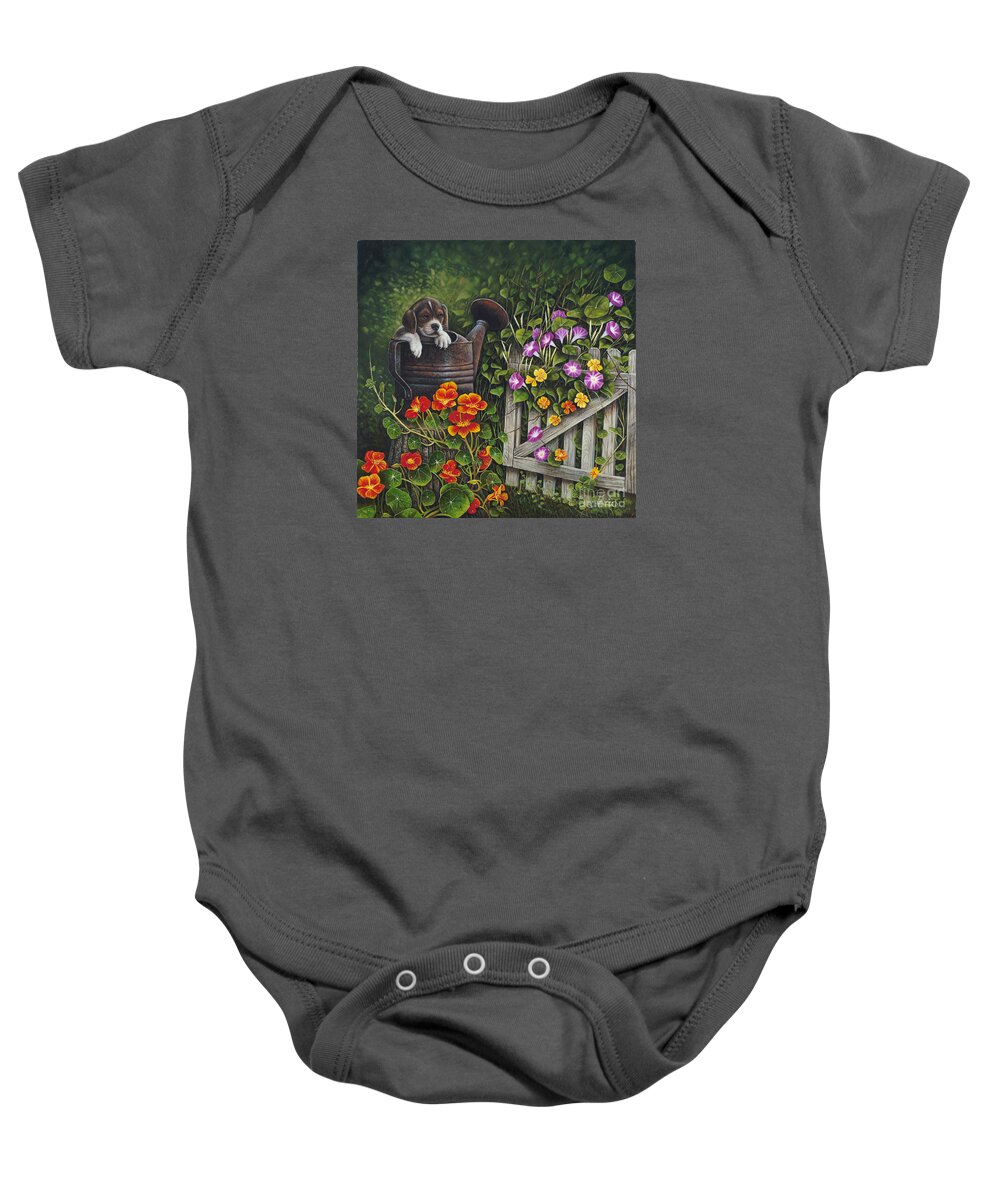Puppy Baby Onesie featuring the painting Snout N Spout by Ricardo Chavez-Mendez