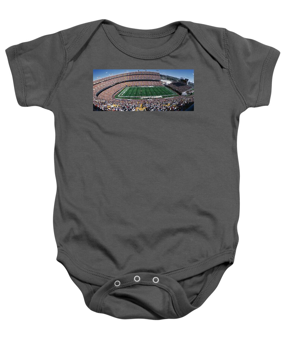 Photography Baby Onesie featuring the photograph Sold Out Crowd At Mile High Stadium by Panoramic Images