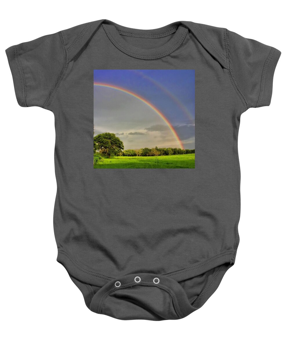 Rain Baby Onesie featuring the photograph Somewhere Over The Rainbow by Shannon Story