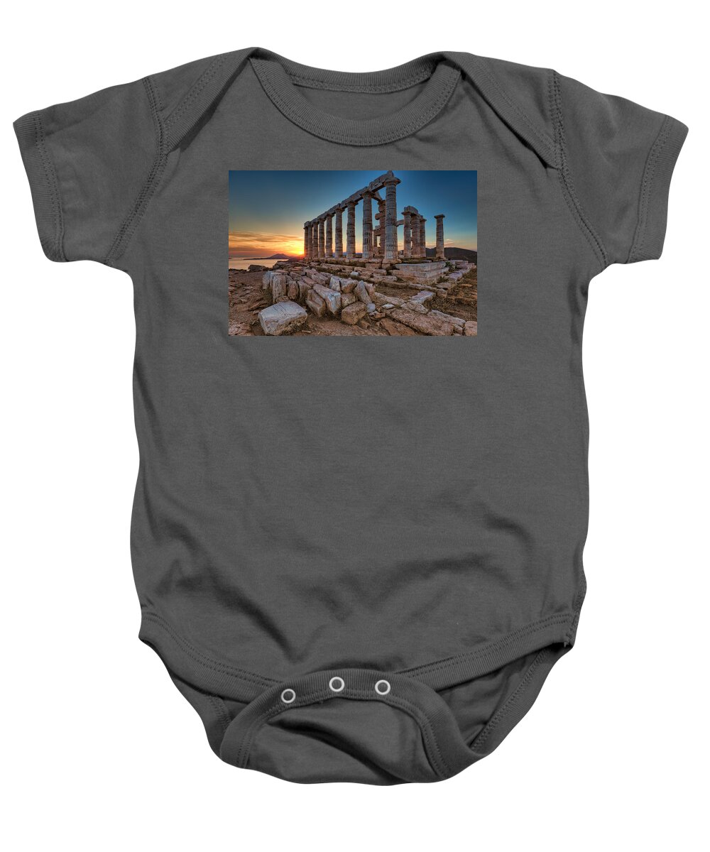 Aegean Baby Onesie featuring the photograph Sounio - Greece by Constantinos Iliopoulos