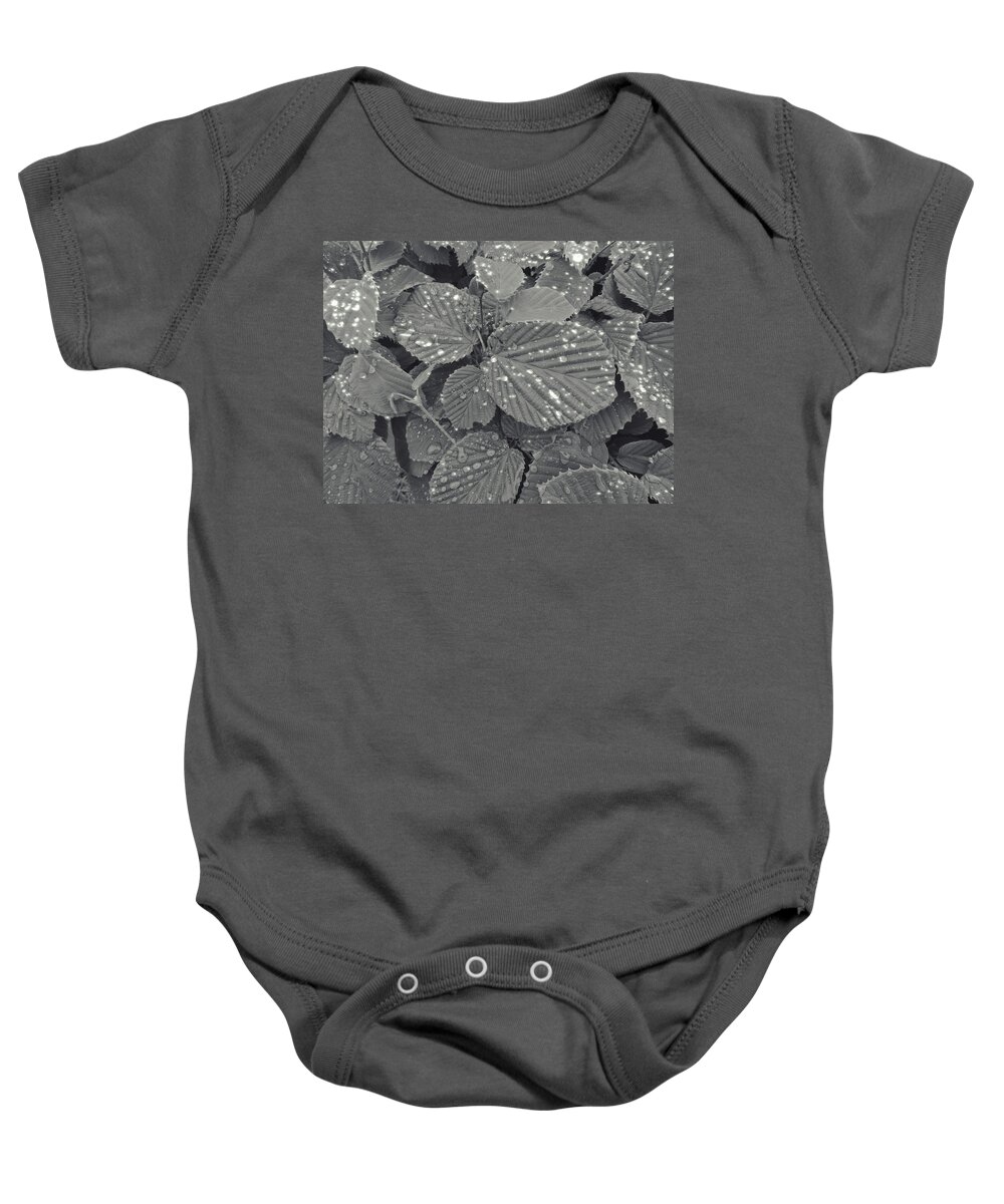 Leaves Baby Onesie featuring the photograph Sparkling Leaves by Cathy Anderson