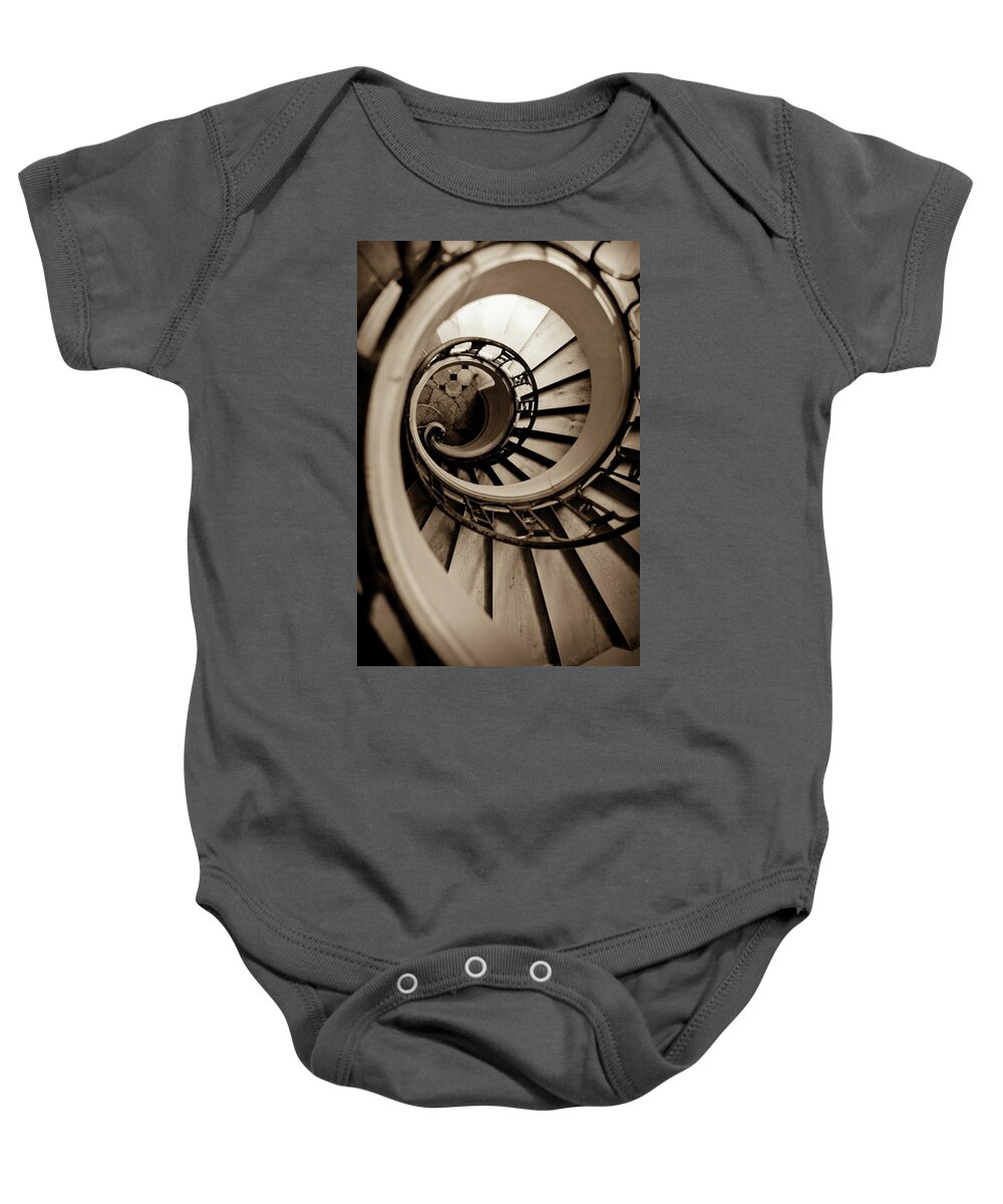 B&w Baby Onesie featuring the photograph Spiral Staircase by Sebastian Musial
