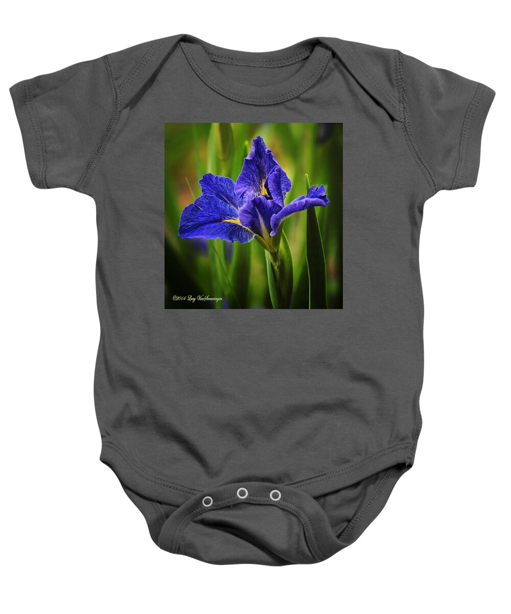 Spring Baby Onesie featuring the photograph Spring Blue Iris by Lucy VanSwearingen