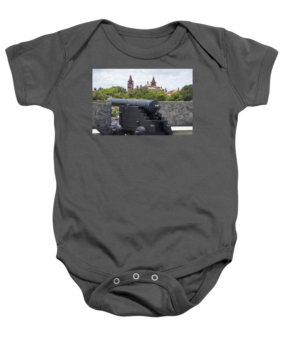 Fort Baby Onesie featuring the photograph St. Augustine Cannons by Laurie Perry
