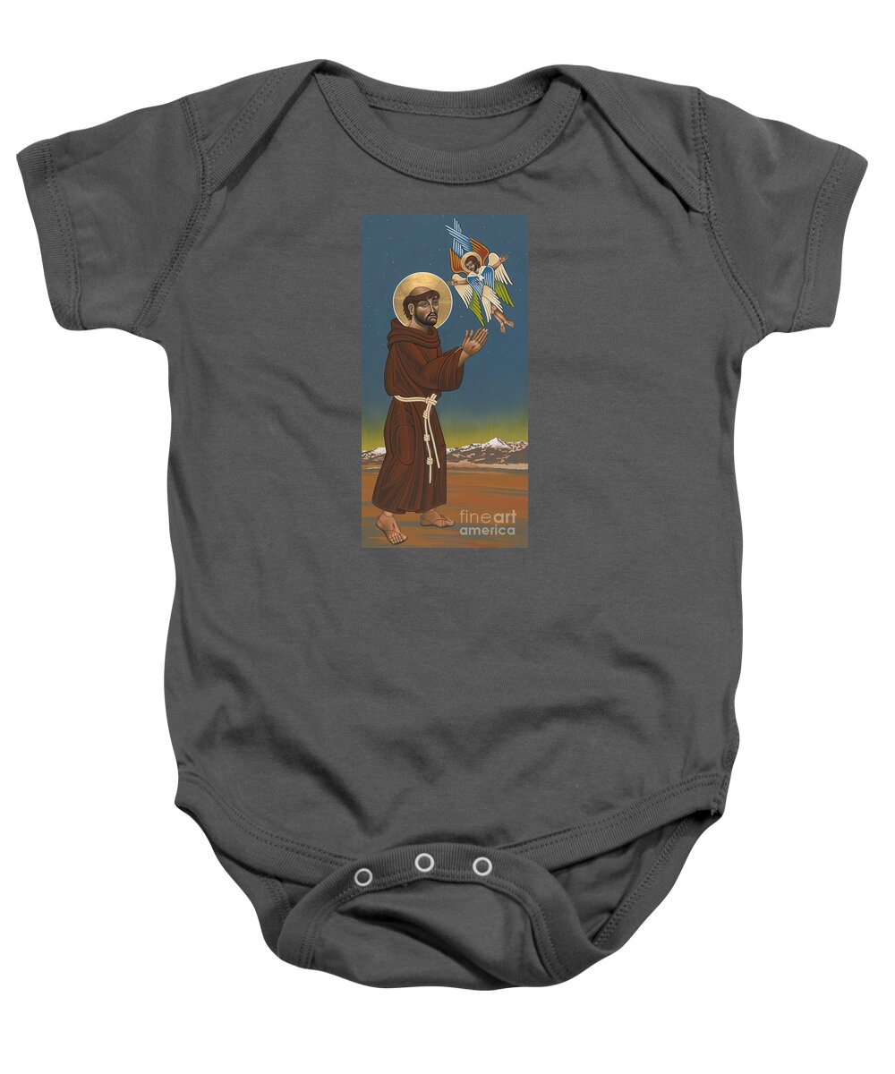 St. Francis Baby Onesie featuring the painting St. Francis Patron of Colorado 186 by William Hart McNichols