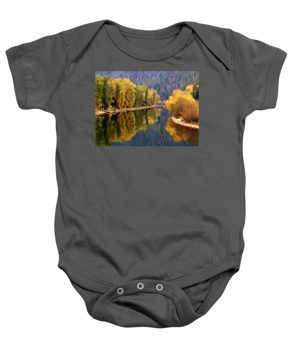 Autumn Baby Onesie featuring the photograph St. Joe River, Northern Idaho by Theodore Clutter