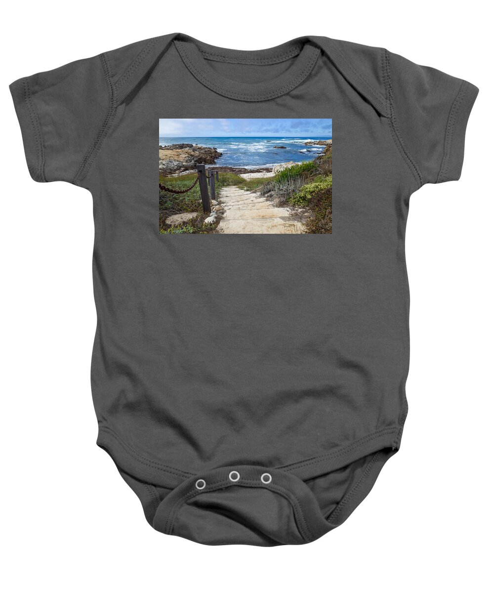 Asilomar State Beach Baby Onesie featuring the photograph Stairway To Asilomar State Beach by Priya Ghose