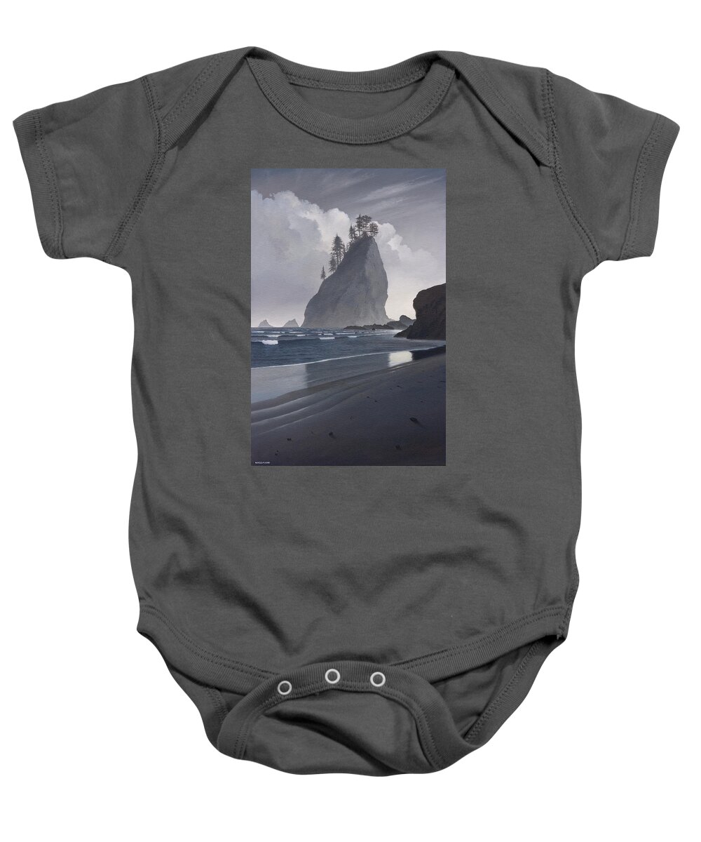 Black And White Baby Onesie featuring the painting Standing Tall by Cliff Wassmann