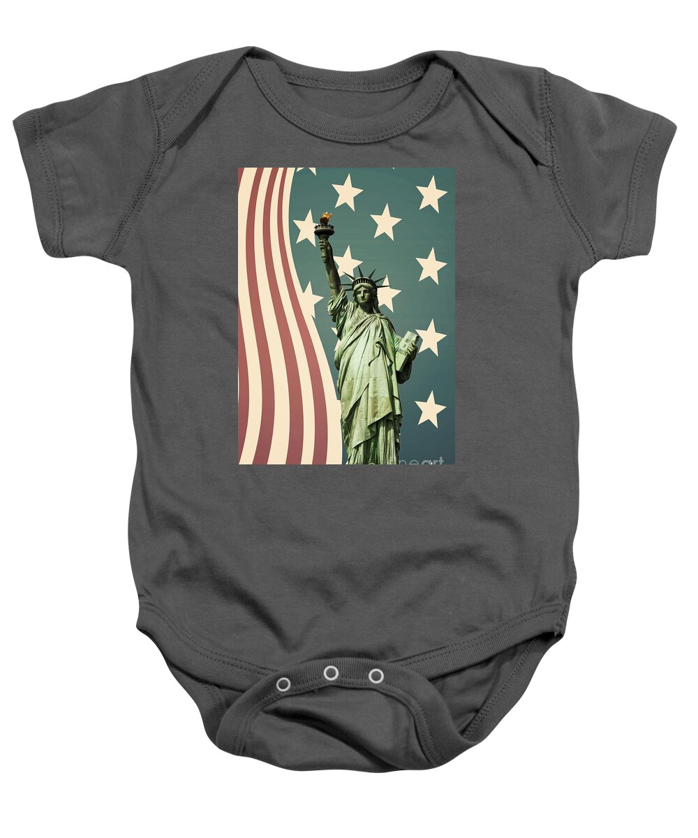 America Baby Onesie featuring the photograph Statue of Liberty by Juli Scalzi