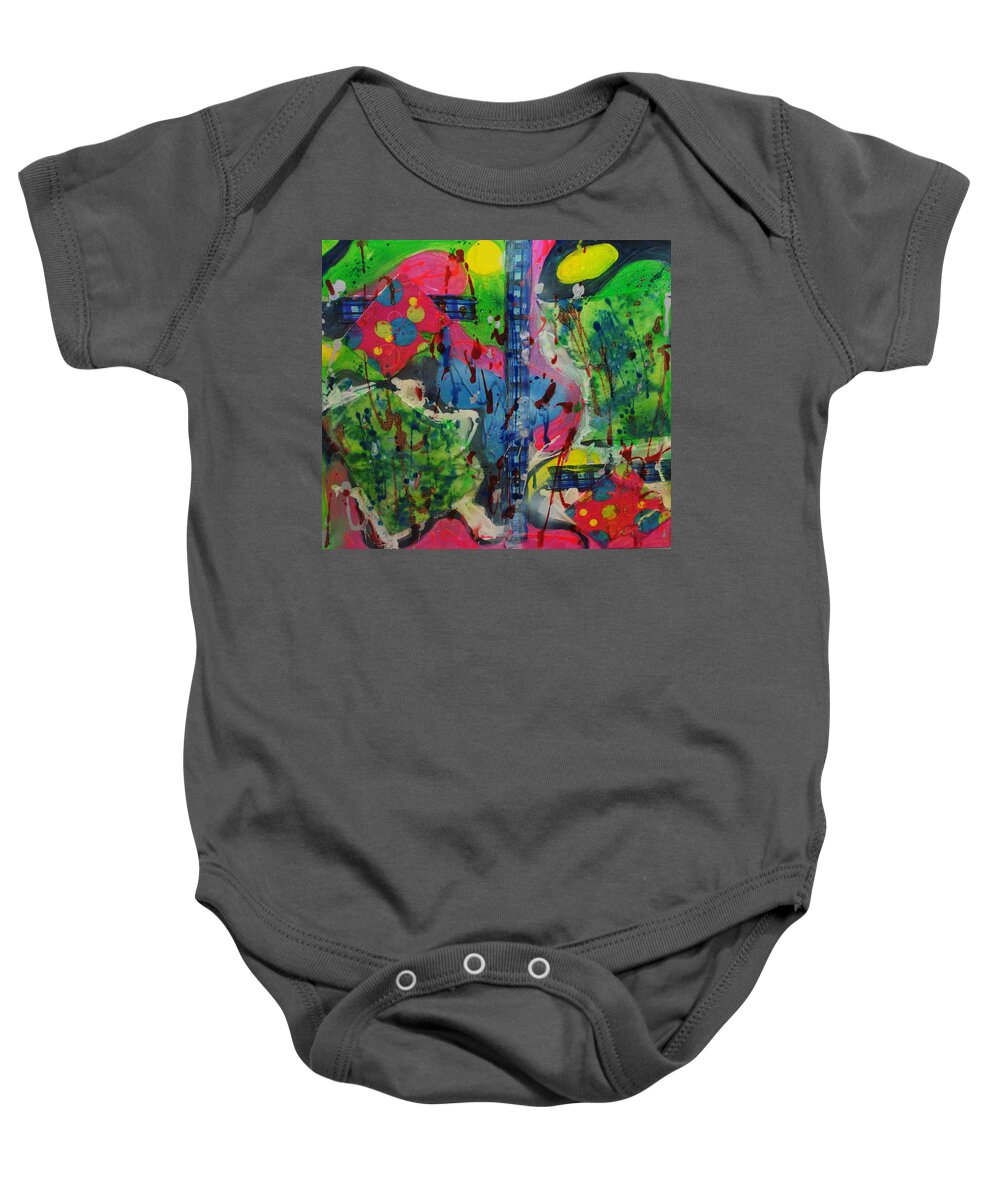 Abstract Baby Onesie featuring the painting Stay Cool by Yael VanGruber