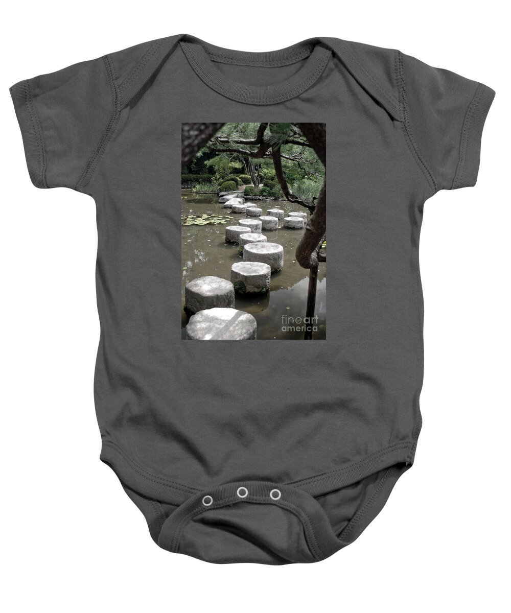 Kyoto Baby Onesie featuring the photograph Stepping Stone Kyoto Japan by Thomas Marchessault