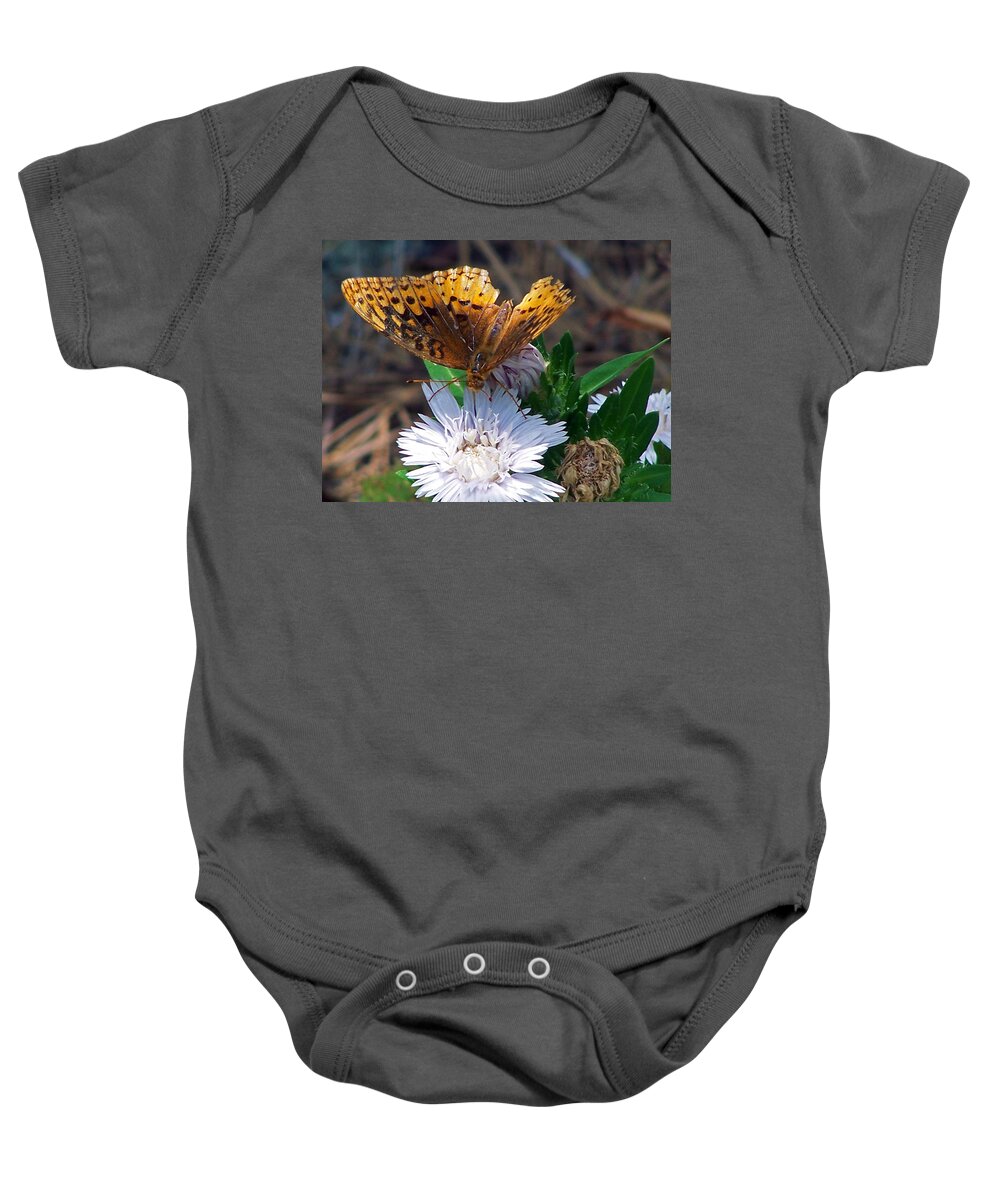 Insects Baby Onesie featuring the photograph Stokesia's Visitor by Jennifer Robin