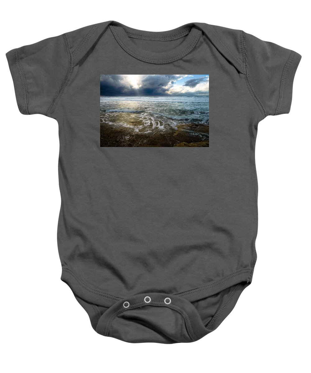 Sky Baby Onesie featuring the photograph Storm warning by Michael Goyberg
