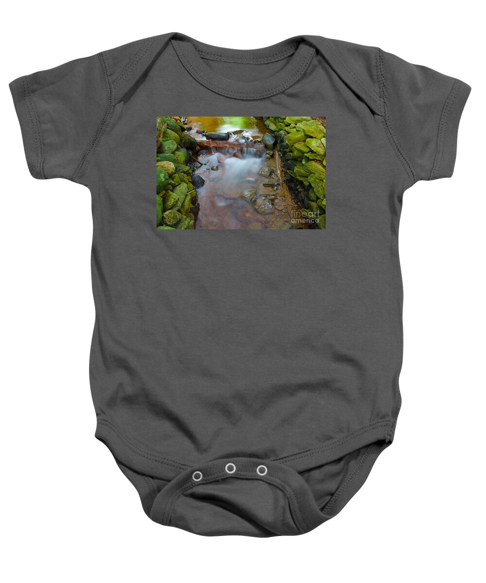 River Baby Onesie featuring the photograph Streaming Green by Nina Silver