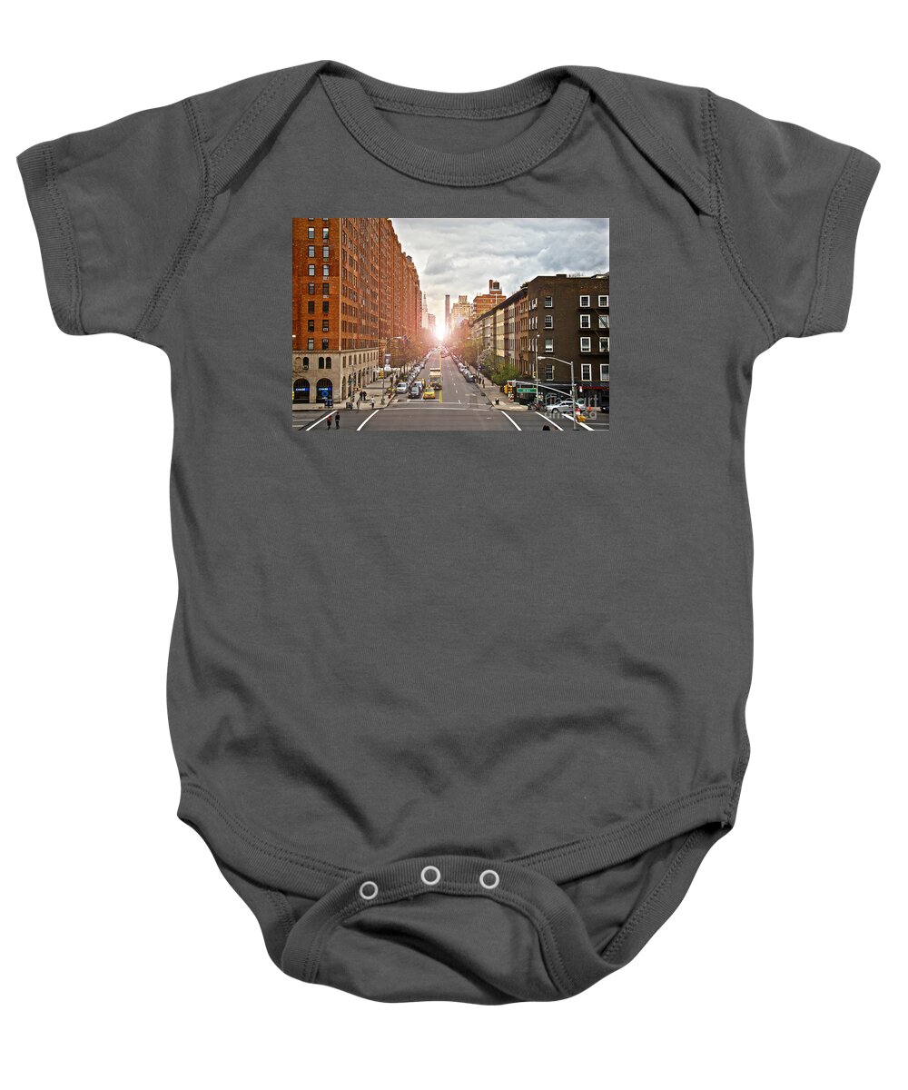 Apartments Baby Onesie featuring the photograph Street as seen from the High Line park by Amy Cicconi