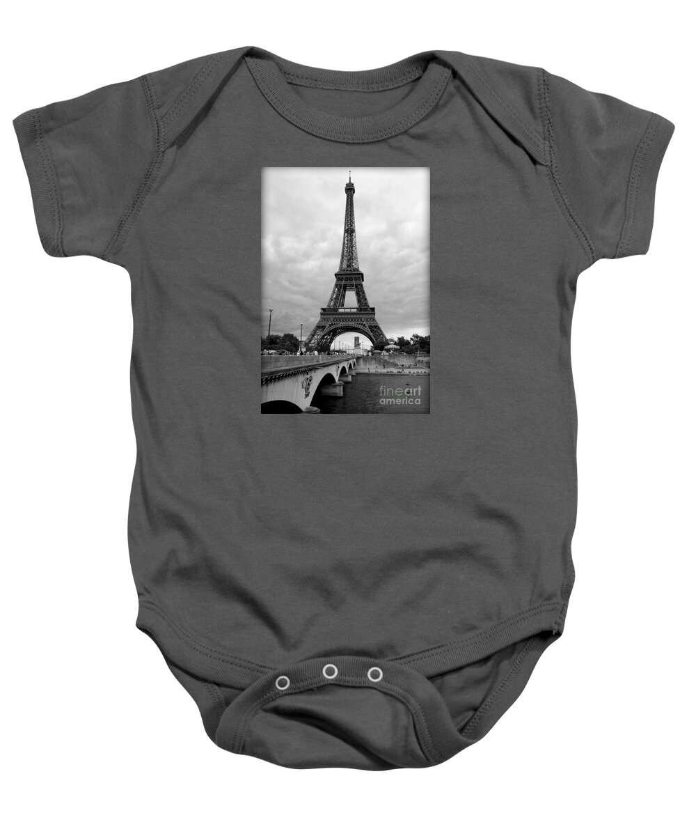 Architecture Baby Onesie featuring the photograph Summer Storm over the Eiffel Tower by Carol Groenen