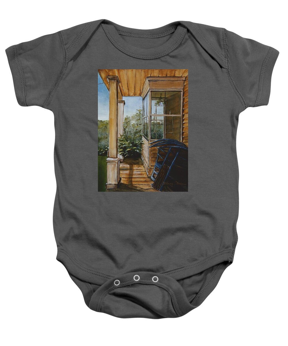 Prairie Baby Onesie featuring the painting Sunday Morning by Diane Strain