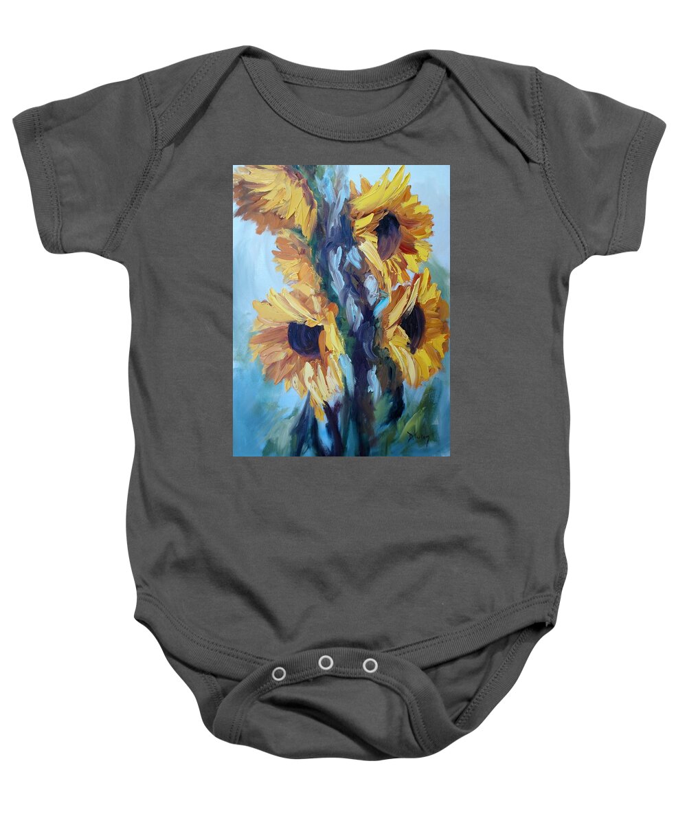Sunflowers Baby Onesie featuring the painting Sunflowers II by Donna Tuten