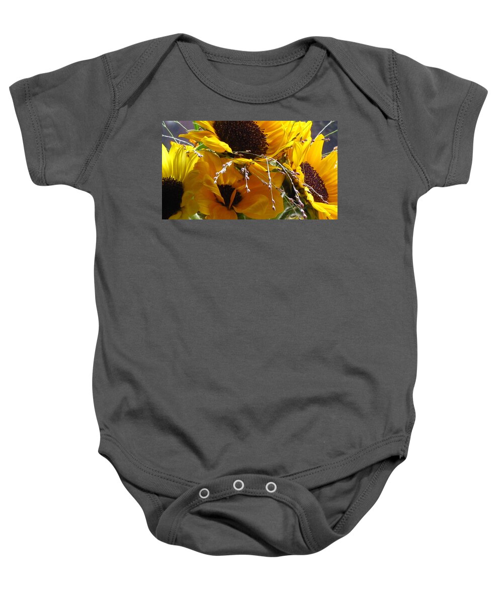 Sunflowers Baby Onesie featuring the photograph Sunflowers by Jennifer Wheatley Wolf