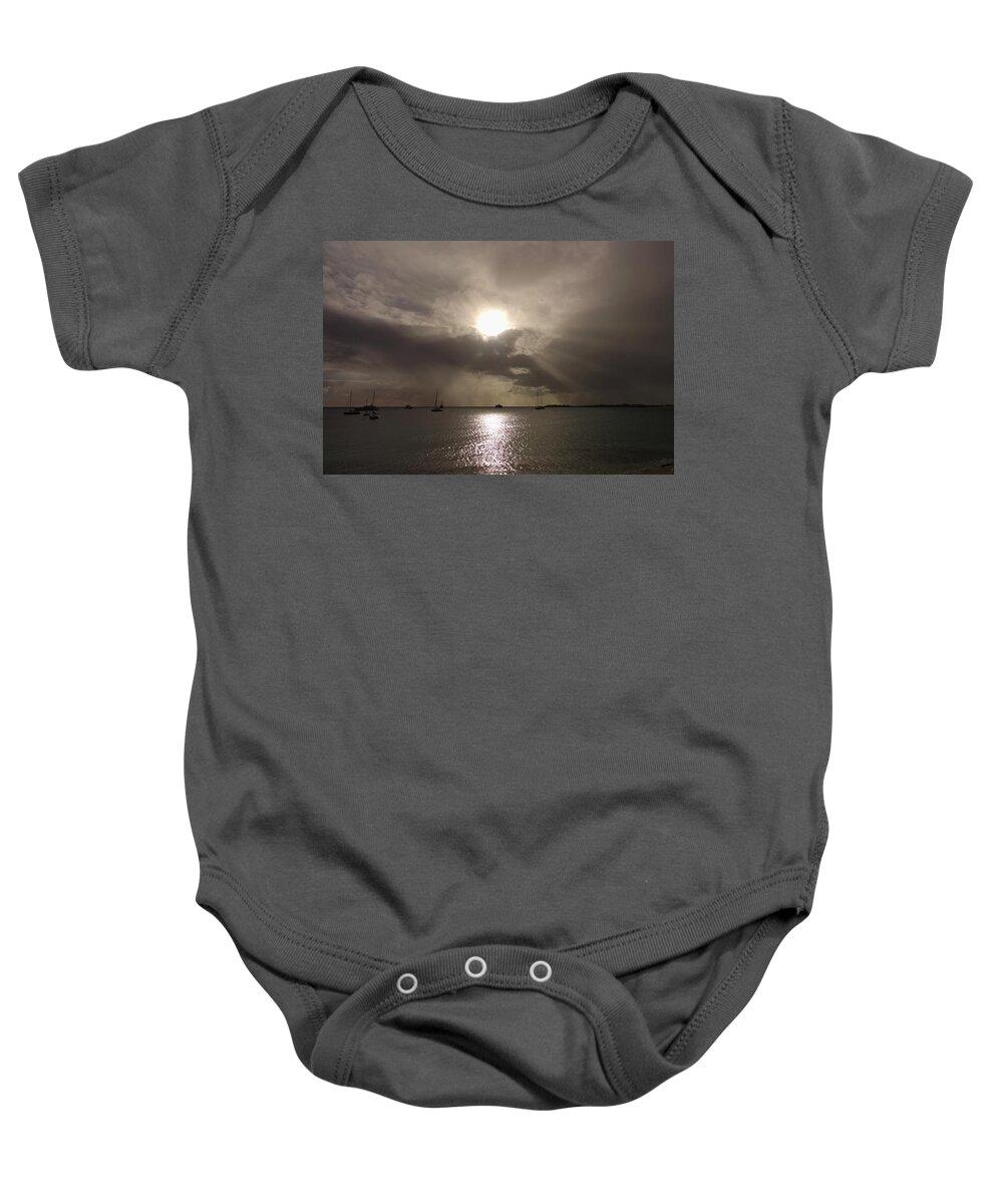 Caribbean Baby Onesie featuring the photograph Sunrays over Simpson Bay by Toby McGuire