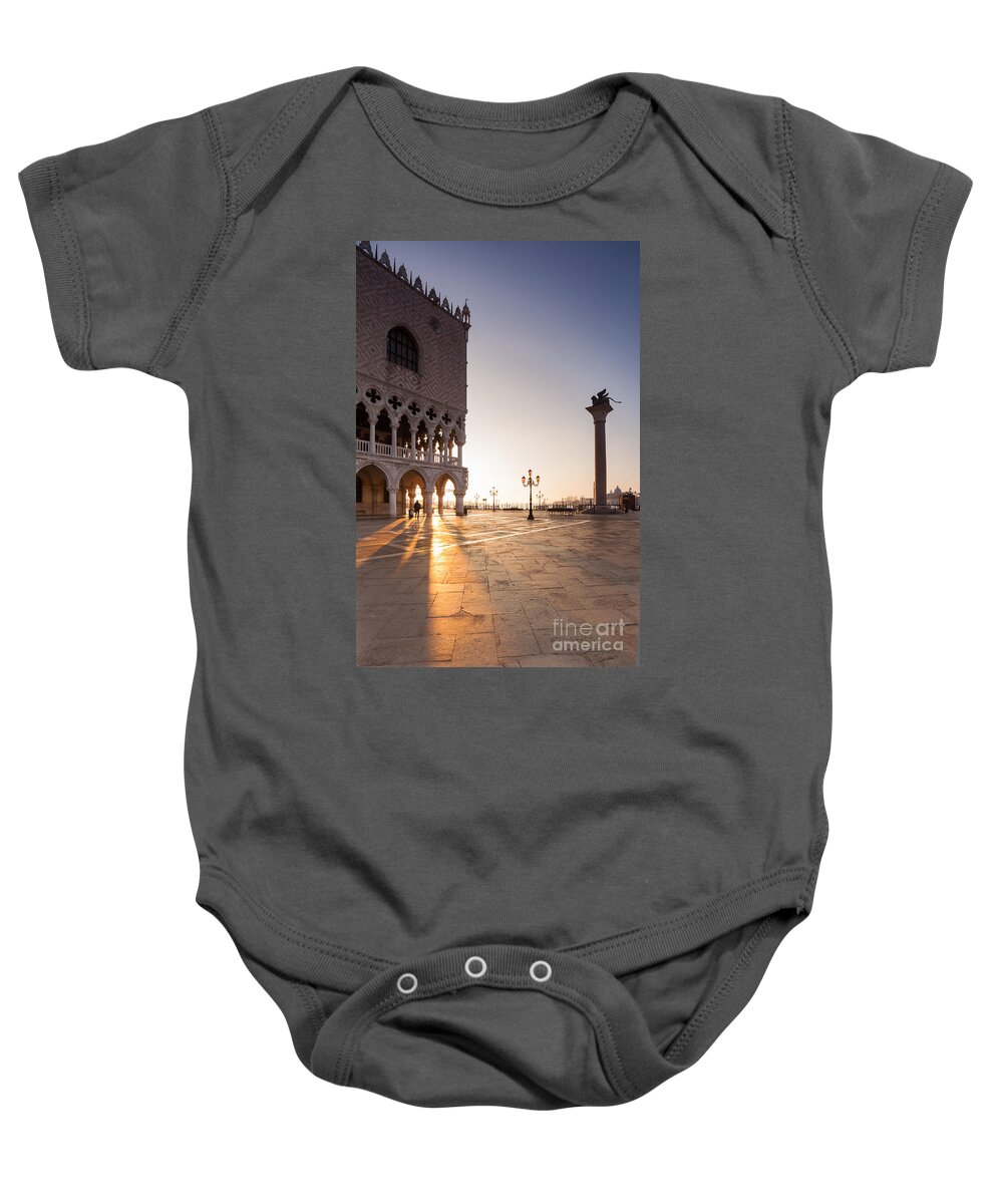 Venice Baby Onesie featuring the photograph Sunrise in St Marks square Venice Italy by Matteo Colombo