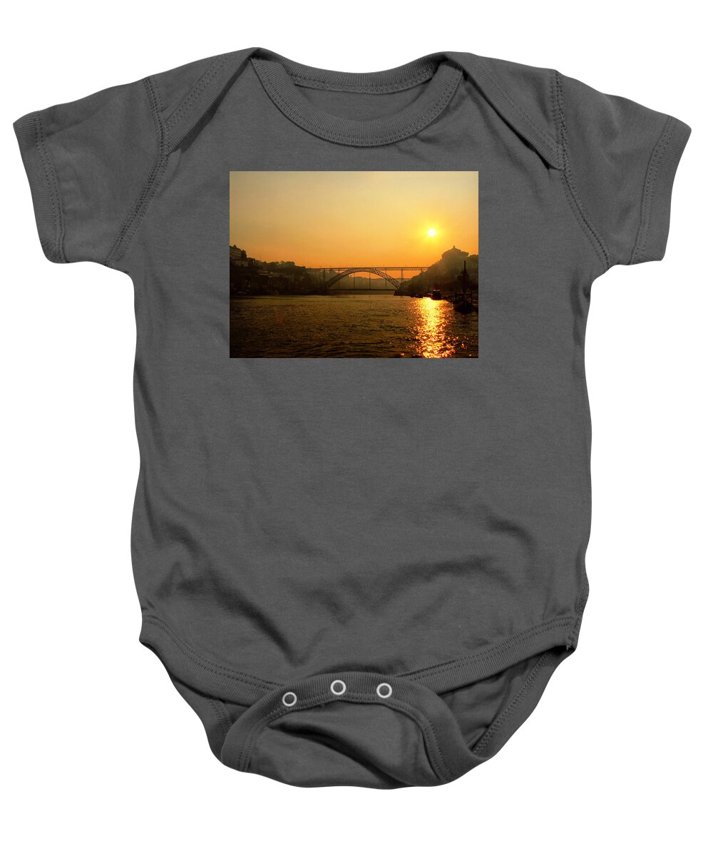 River Baby Onesie featuring the photograph Sunrise over the river by Paulo Goncalves