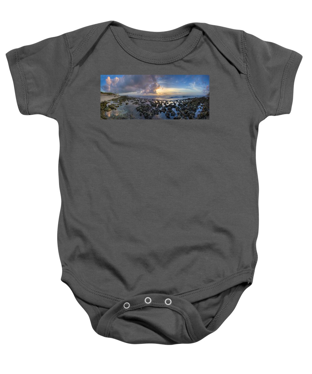 Clouds Baby Onesie featuring the photograph Sunrise Panorama by Debra and Dave Vanderlaan