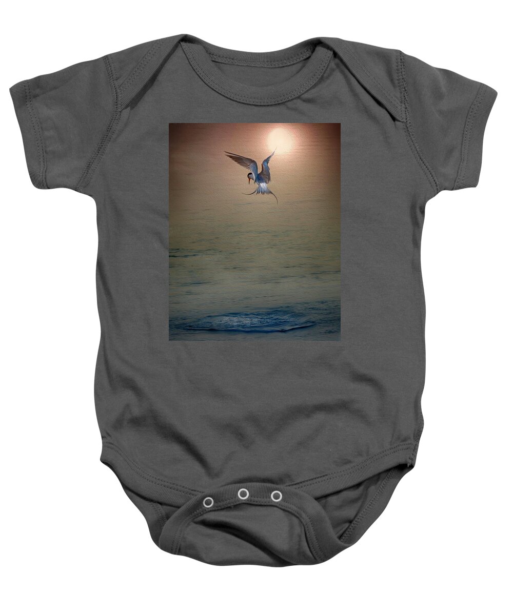 Tern Baby Onesie featuring the photograph Sunset Dive by Patricia Dennis