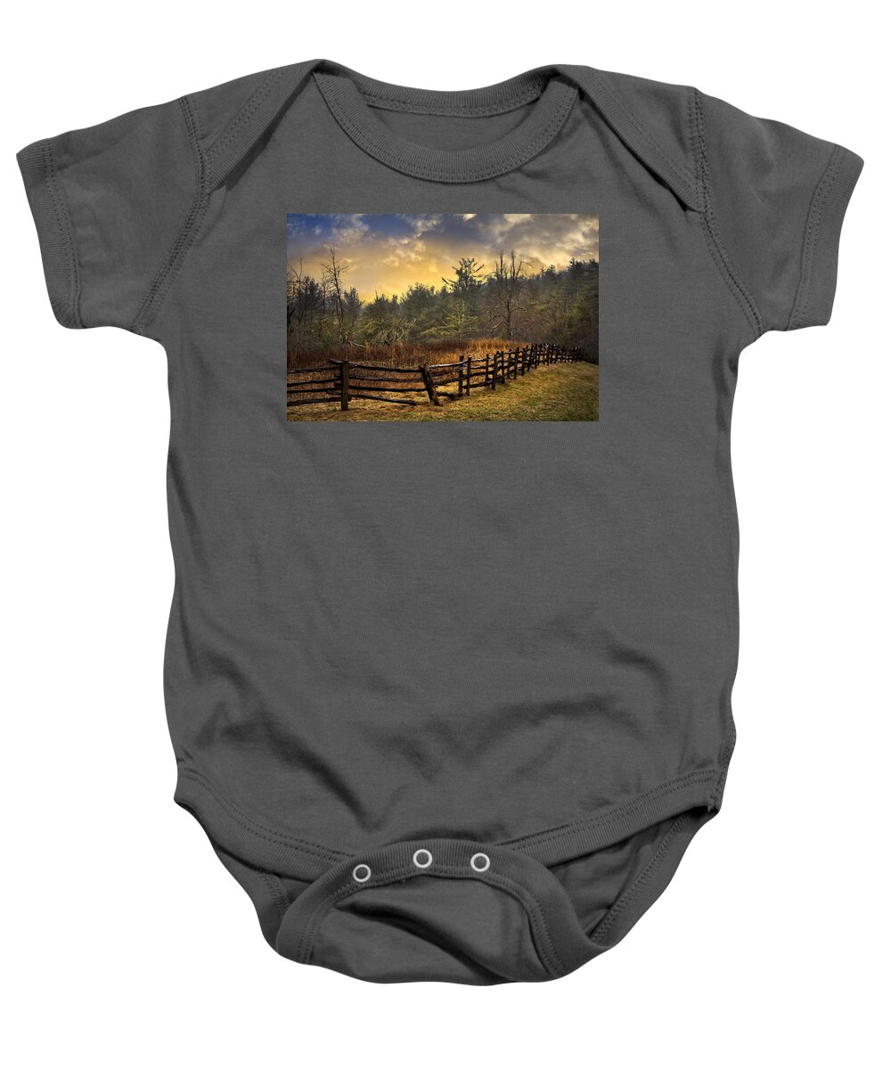 Appalachia Baby Onesie featuring the photograph Sunset in Blue Ridge by Debra and Dave Vanderlaan