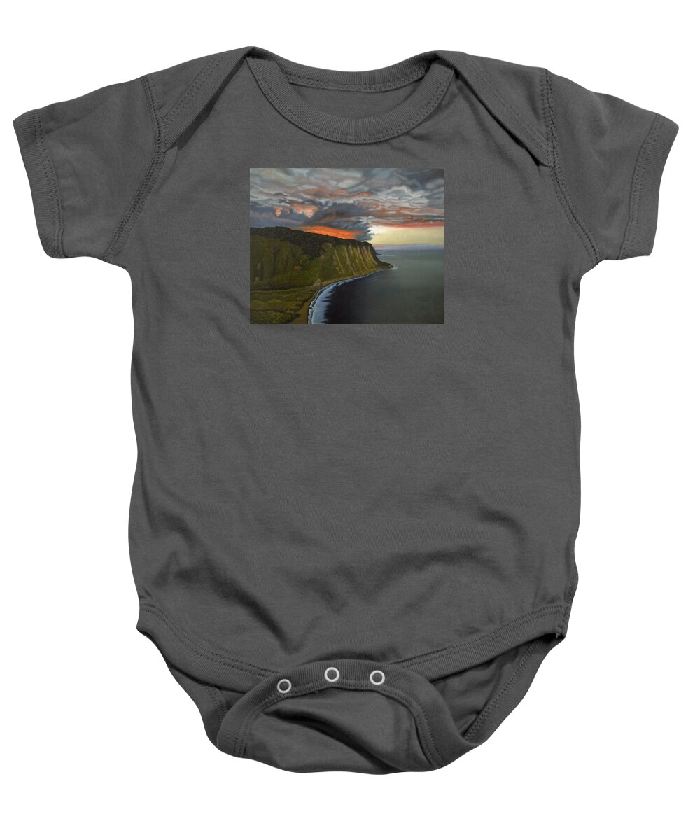 Waipio Lookout Baby Onesie featuring the painting Sunset in Paradise by Thu Nguyen