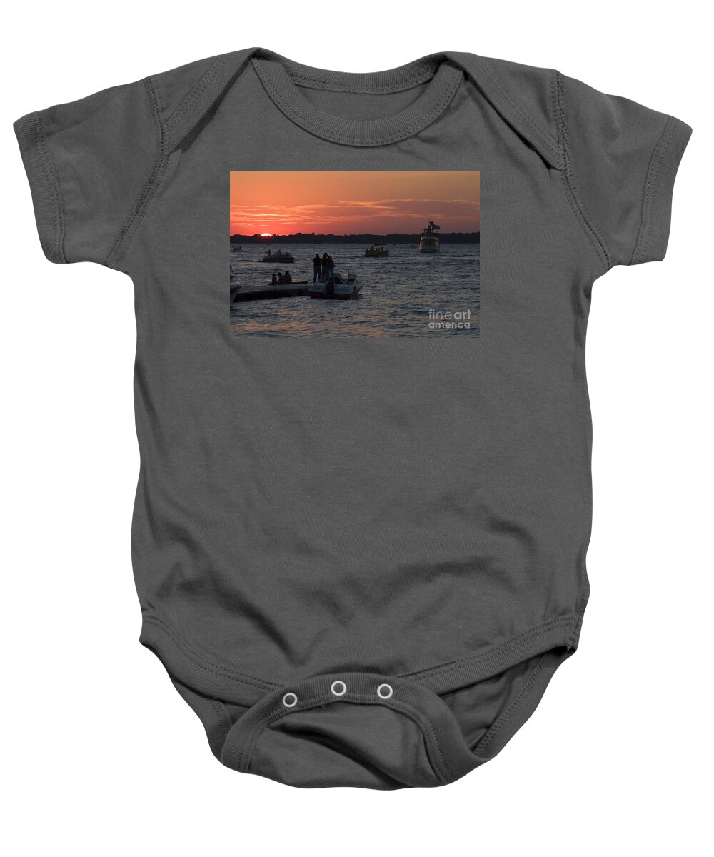 Okoboji Baby Onesie featuring the photograph Sunset Queen by Steven Krull