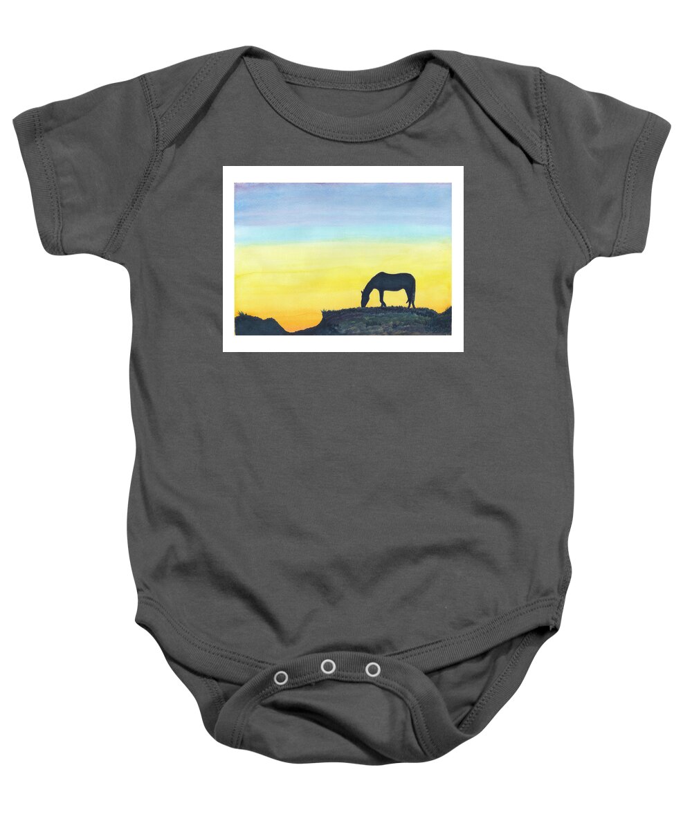 C Sitton Painting Paintings Baby Onesie featuring the painting Sunset Silhouette by C Sitton