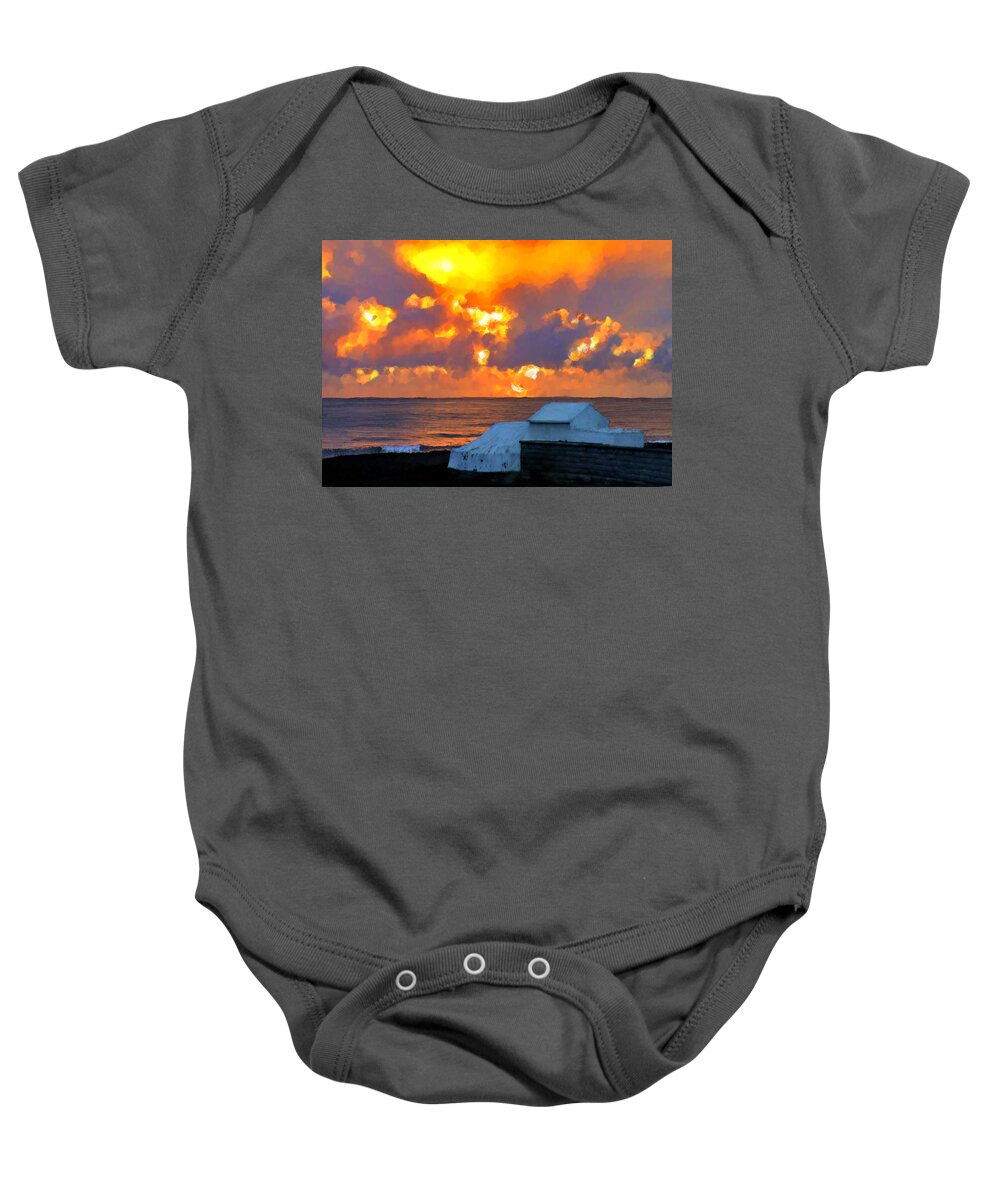 Sunrise Baby Onesie featuring the painting Super Sunset by Bruce Nutting