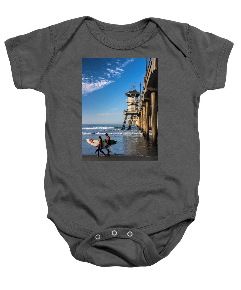 Water Baby Onesie featuring the photograph Surf's up by Tammy Espino