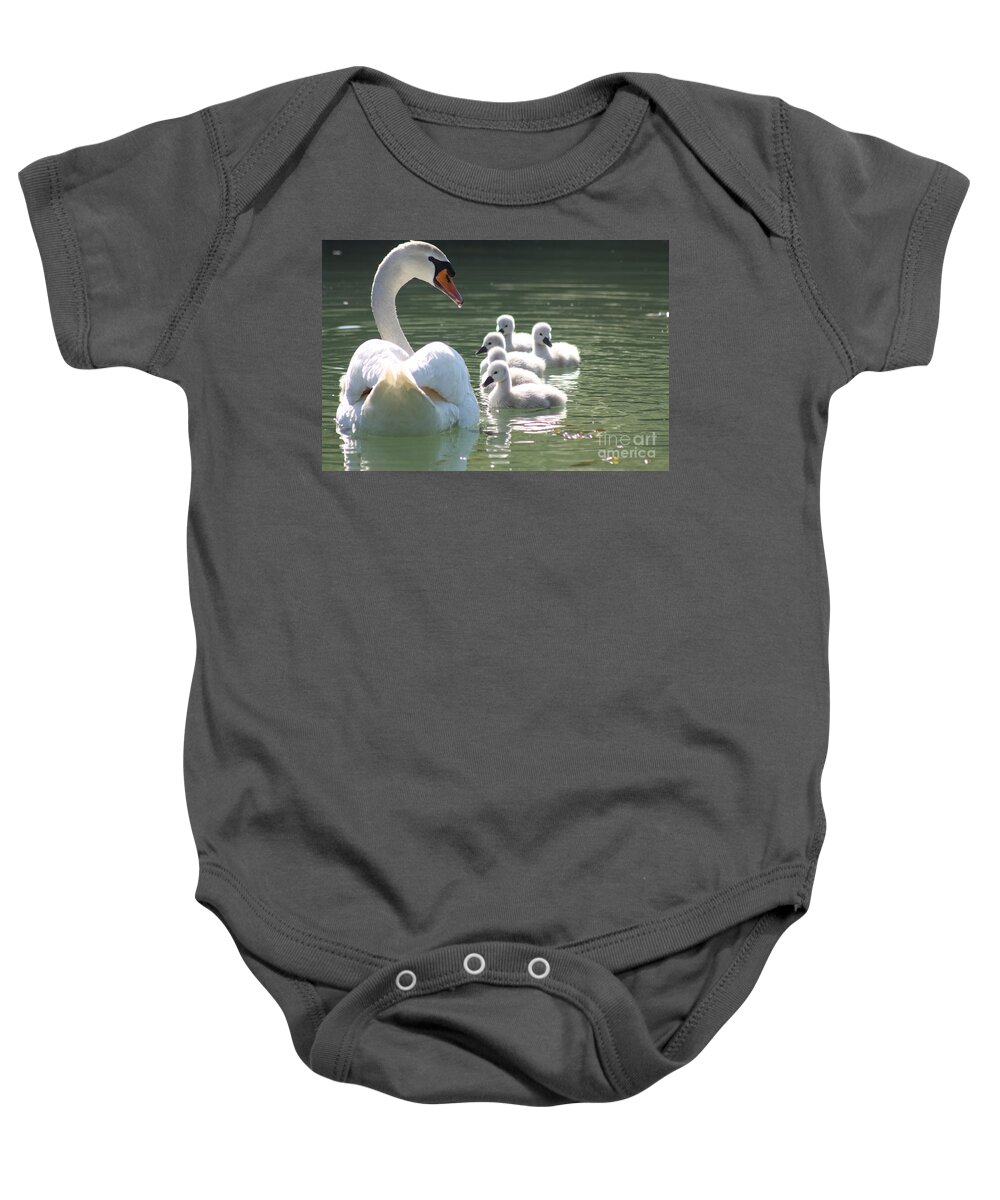 Rogerio Mariani Baby Onesie featuring the photograph Swans by Rogerio Mariani