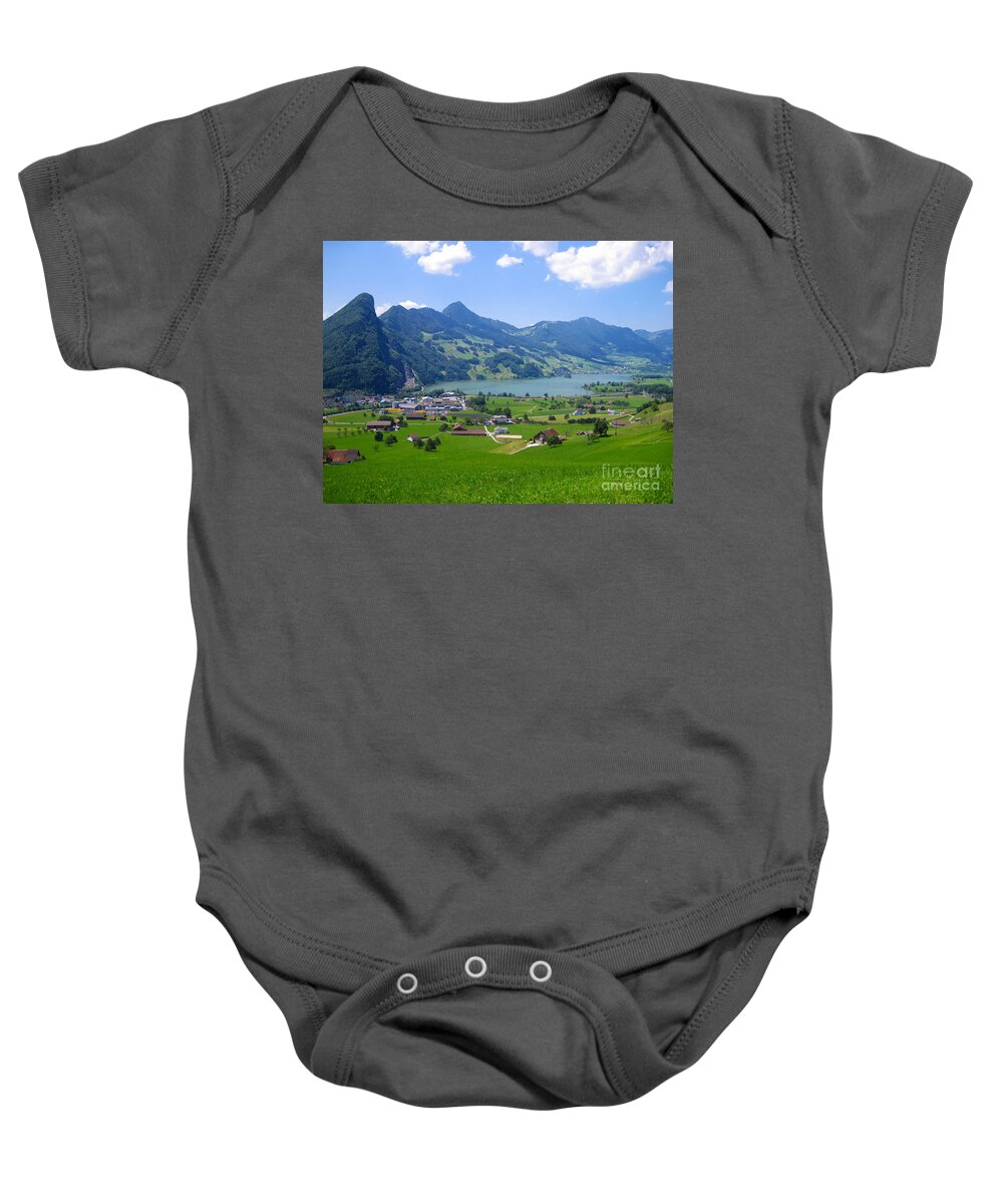Alps Baby Onesie featuring the photograph Swiss Landscape by Amanda Mohler