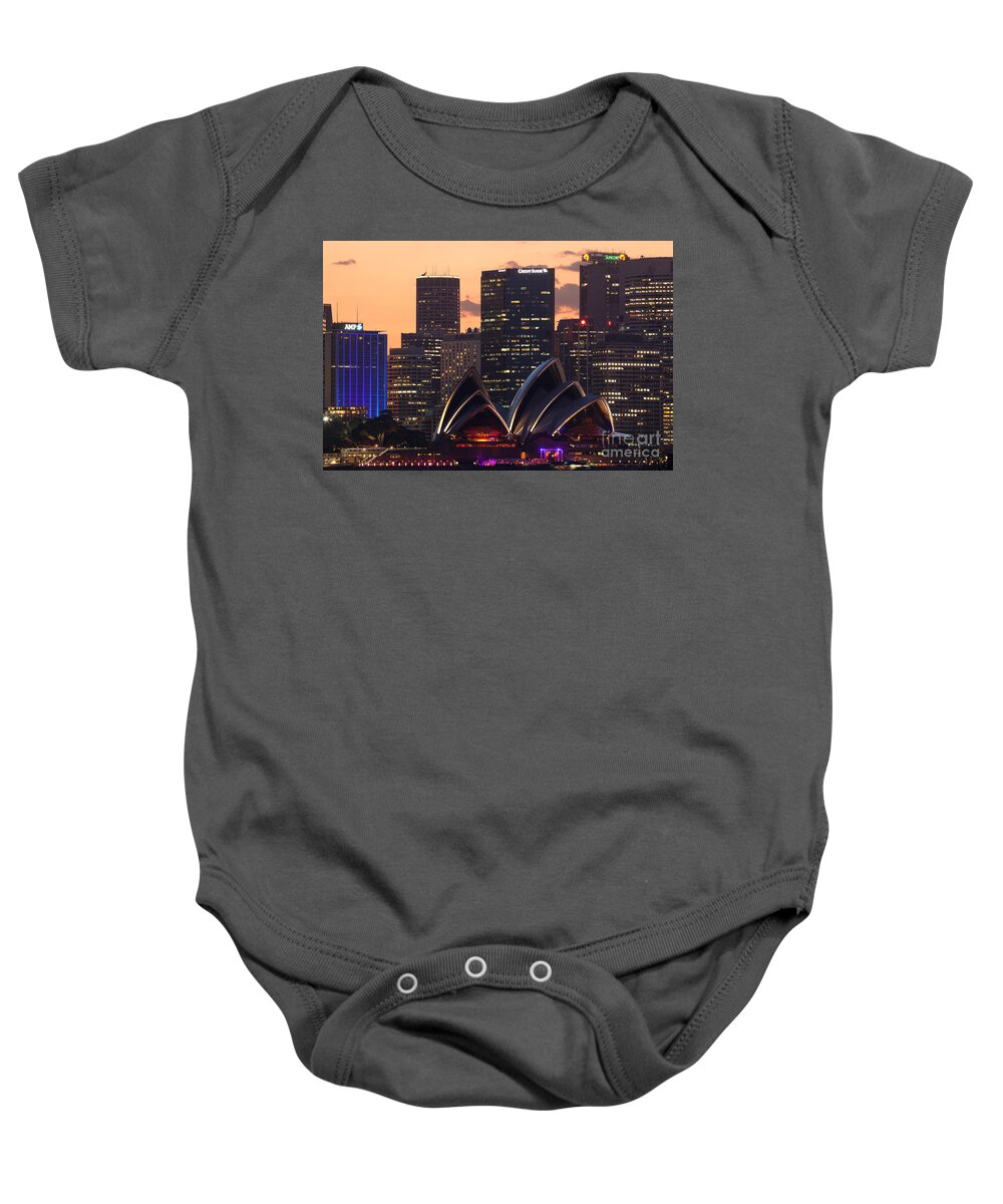 Sydney Baby Onesie featuring the photograph Sydney at sunset by Matteo Colombo