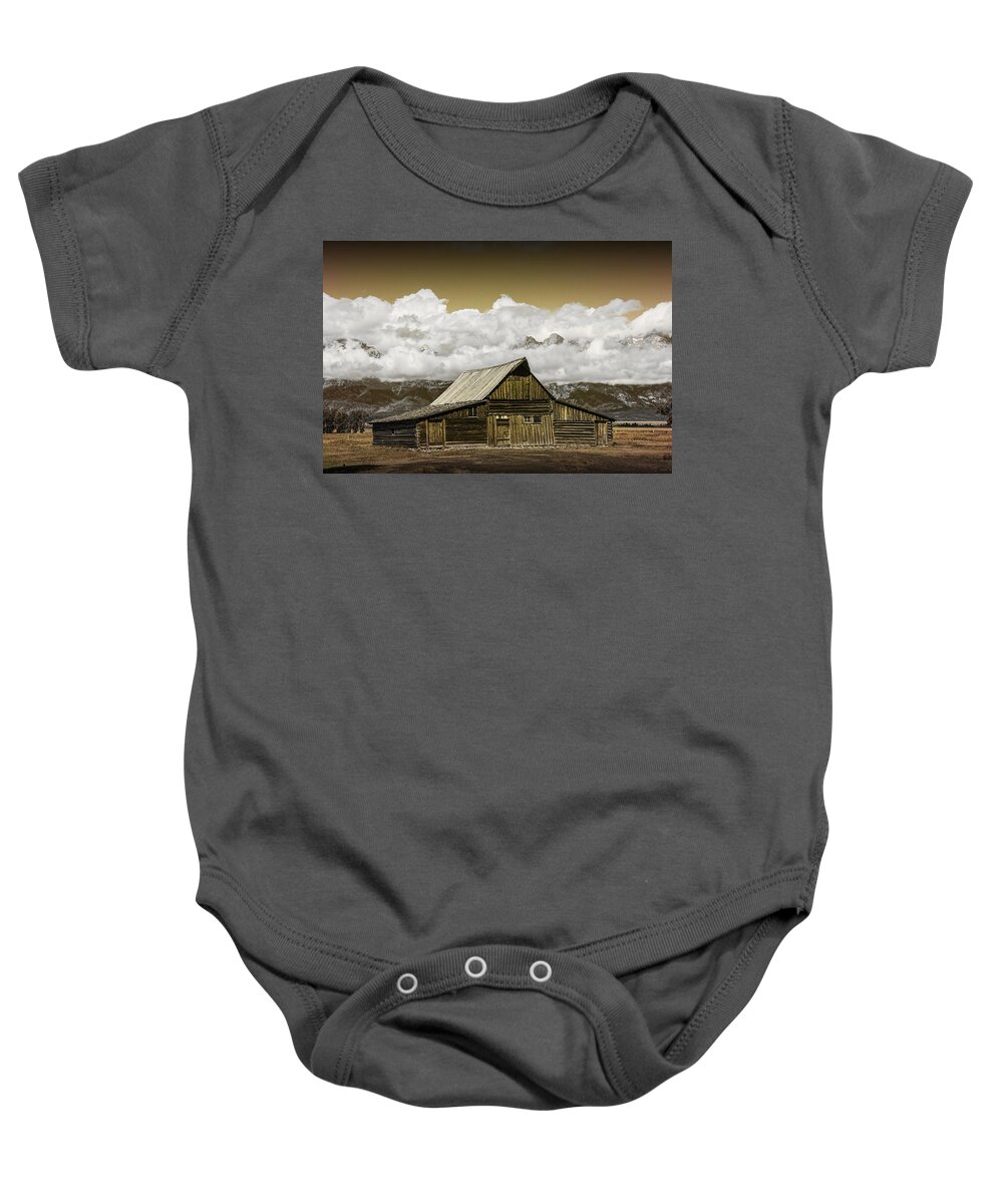 Wood Baby Onesie featuring the photograph T.A. Moulton Barn in the Grand Tetons by Randall Nyhof