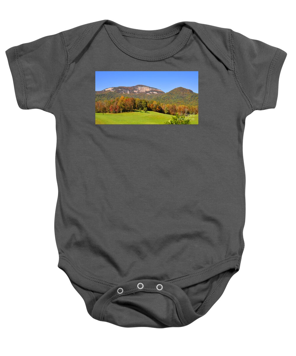 South Carolina Baby Onesie featuring the photograph Table Rock in Autumn by Lydia Holly