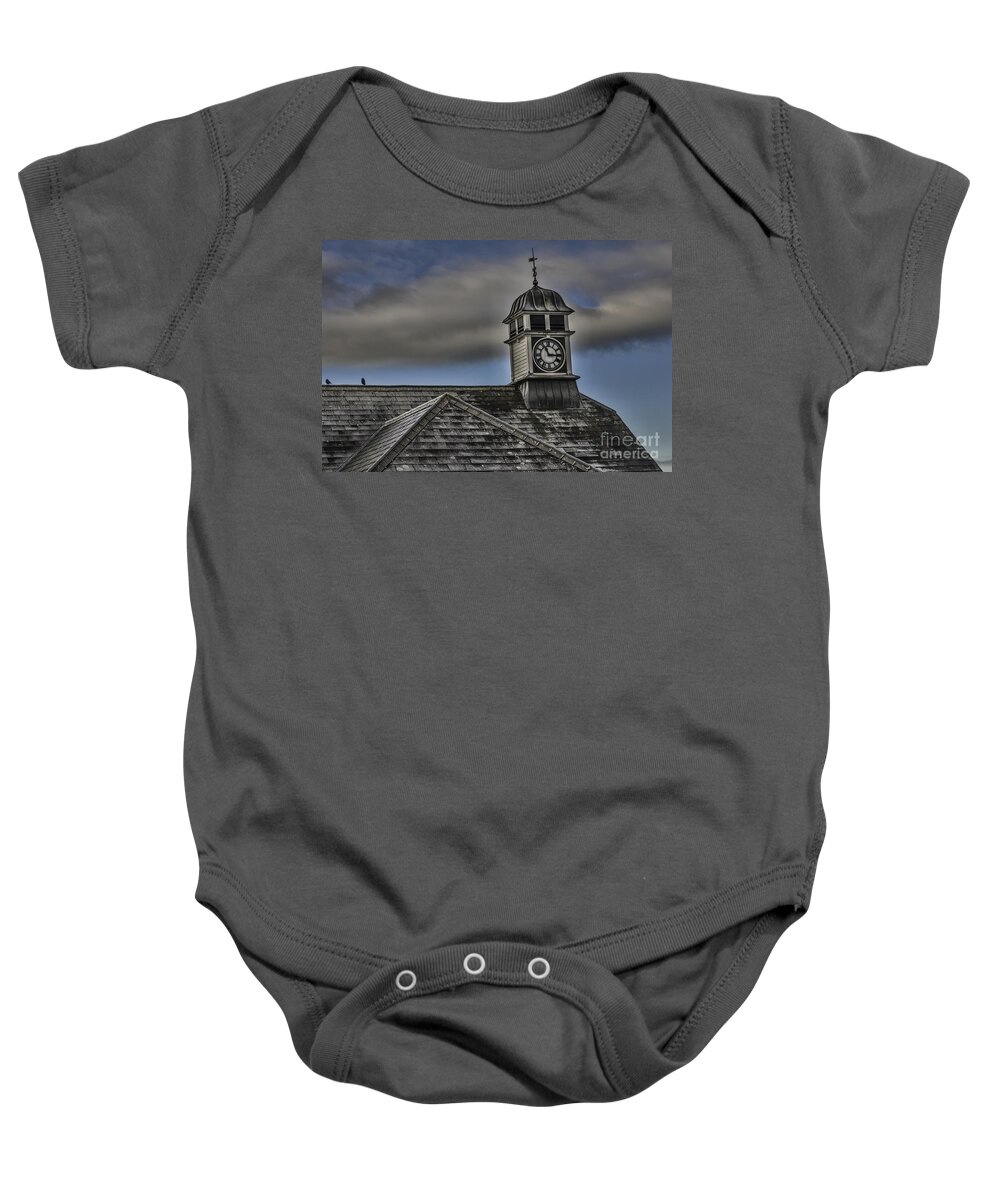 Talgarth Baby Onesie featuring the photograph Talgarth Town Hall Clock by Steve Purnell