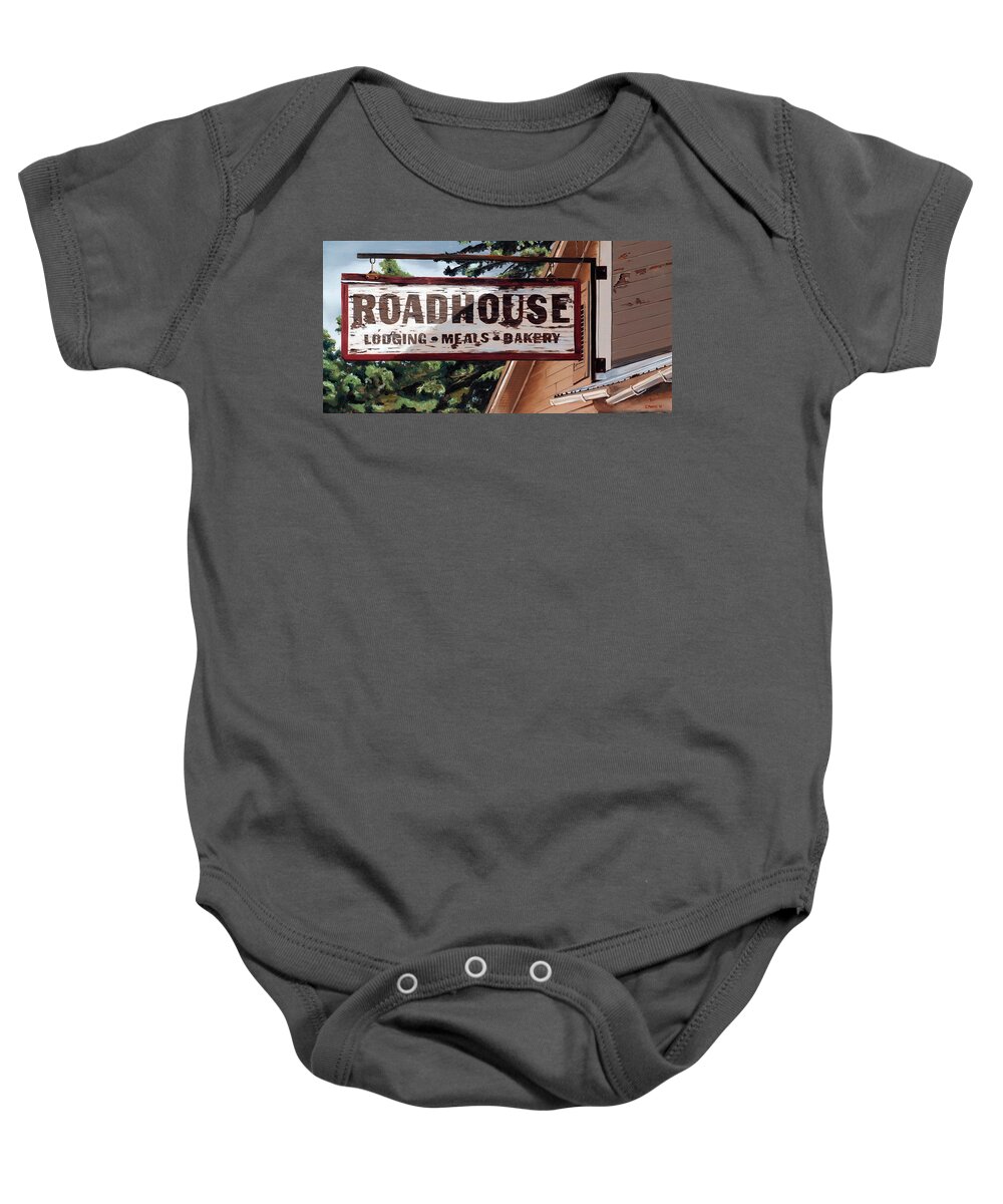 Landscape Baby Onesie featuring the painting Talkeetna Roadhouse by Craig Morris
