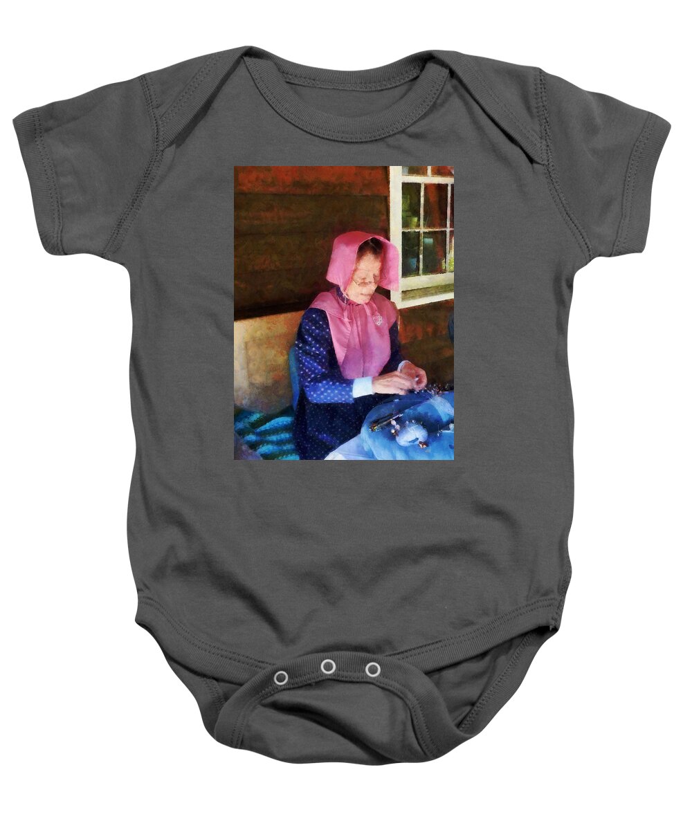 Lace Baby Onesie featuring the photograph Tatting Lace by Susan Savad