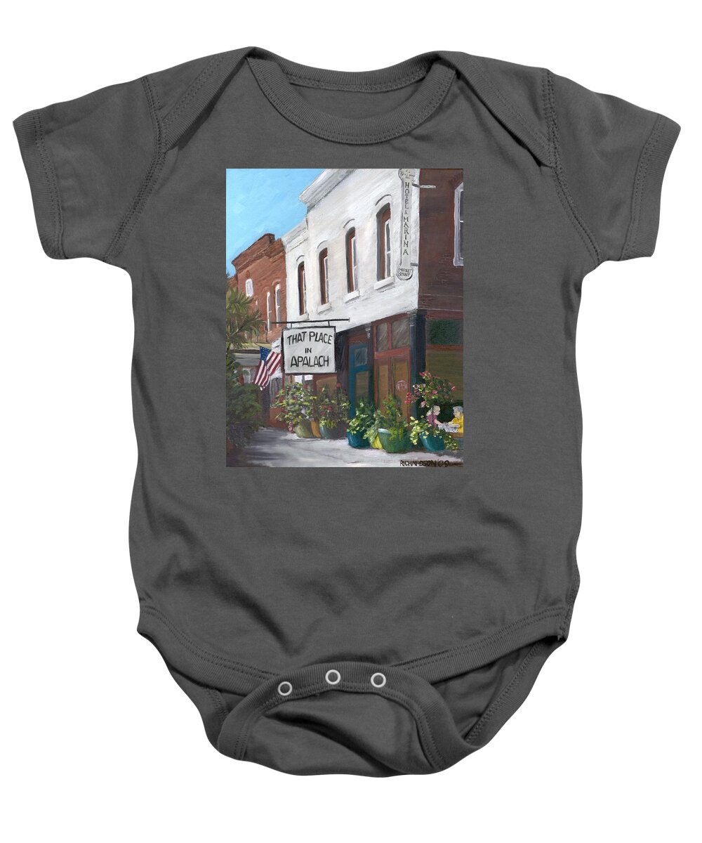 Restaurant Baby Onesie featuring the painting That Place In Apalach by Susan Richardson