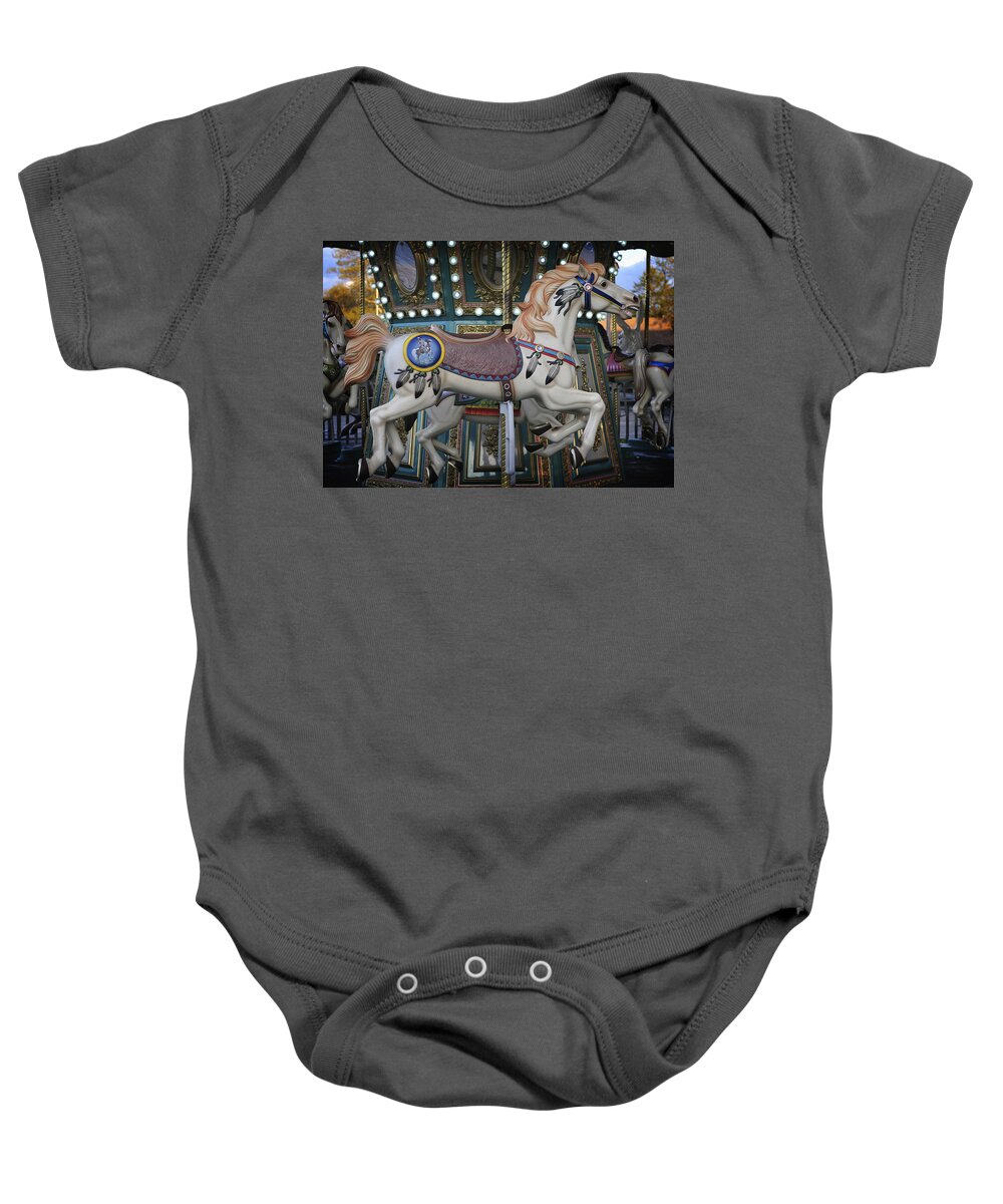 The Carousel Smithville New Jersey Baby Onesie featuring the photograph The Carousel Smithville New Jersey by Terry DeLuco