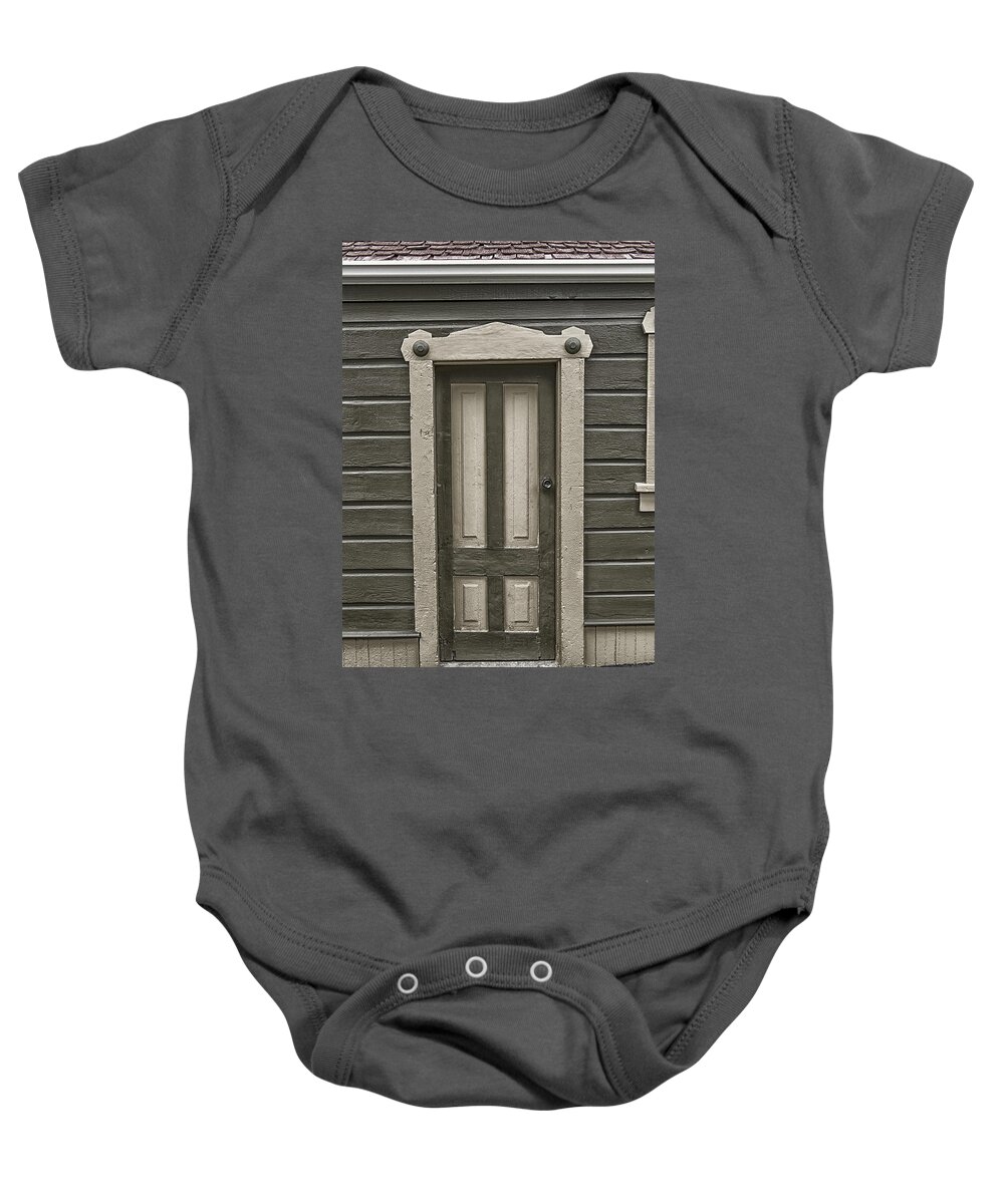 Architecture Baby Onesie featuring the photograph The Door by Jim Thompson