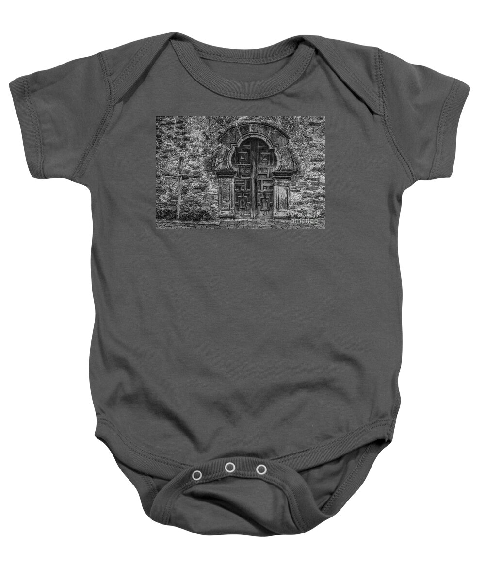 San Antonio Baby Onesie featuring the photograph The Mission door by Paul Quinn