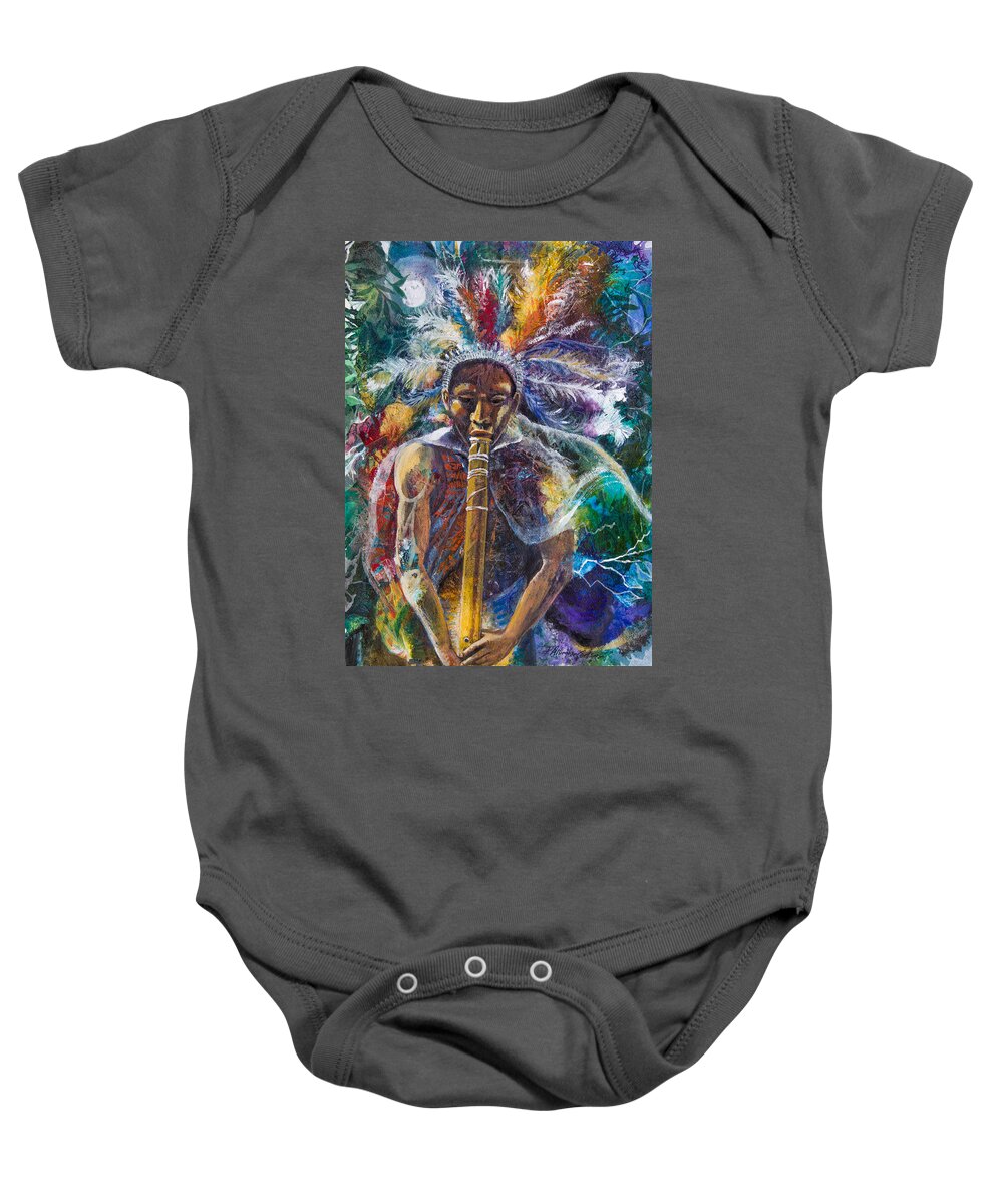 Flute-player Baby Onesie featuring the painting The Flute Player by Patricia Allingham Carlson